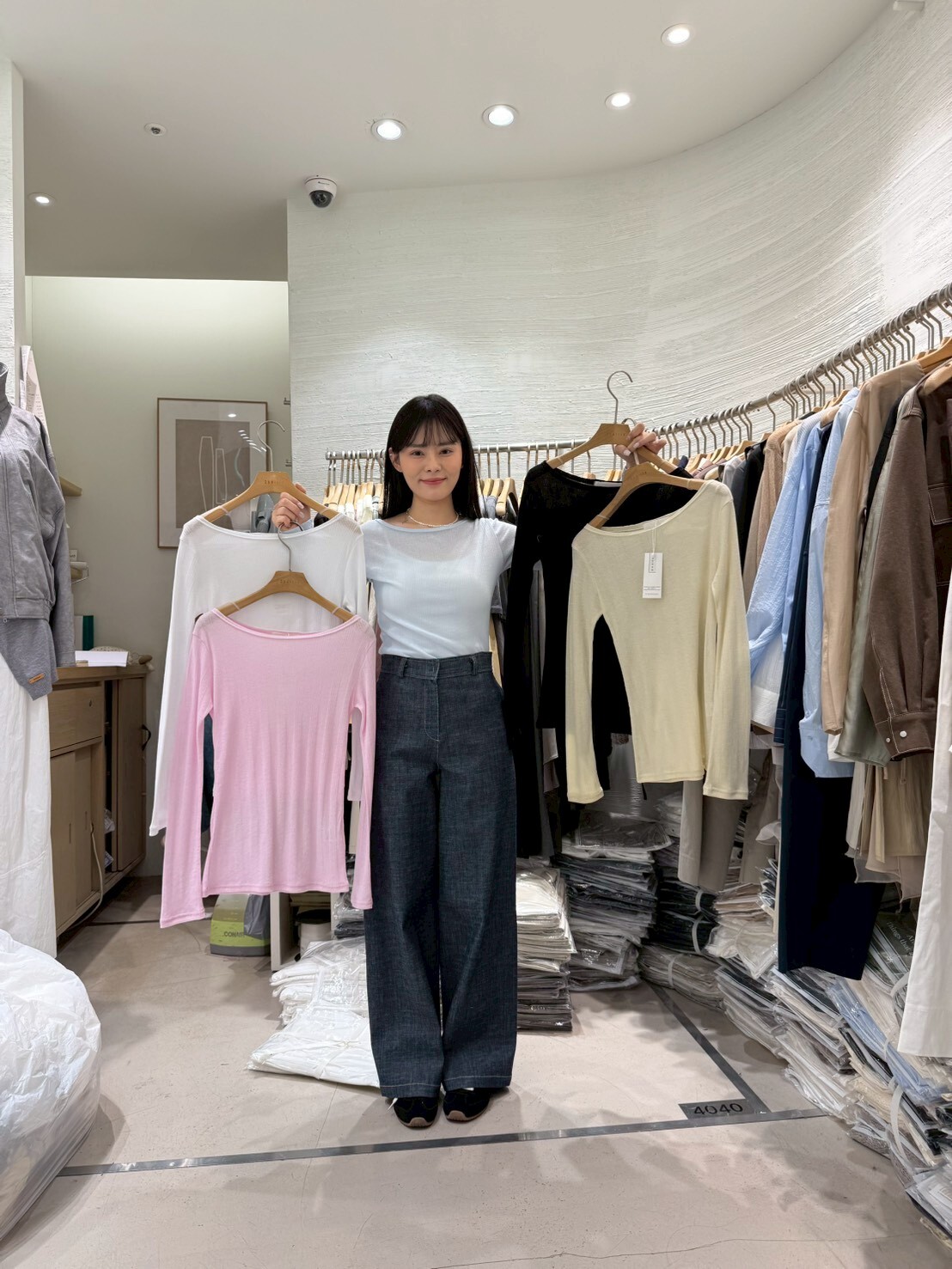 2B6015 基礎坑紋長袖上衣