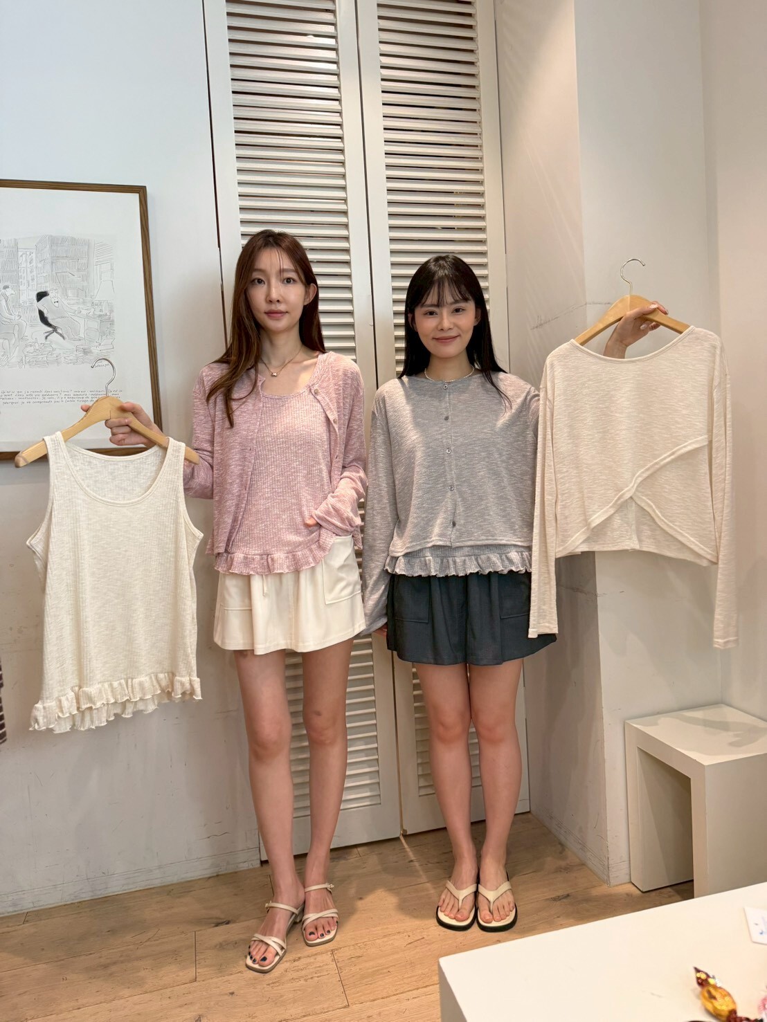 FA6036 花邊背心排扣上衣套裝