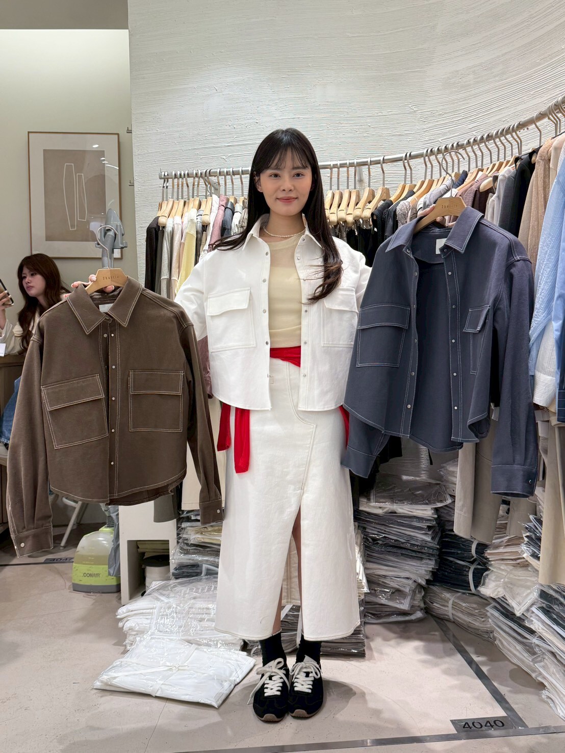 2B6004 明車線大口袋圚邊外套