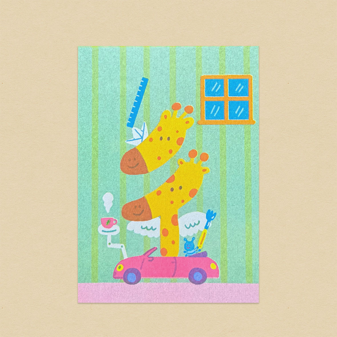 長頸鹿的「ㄔ」/孔版印刷明信片