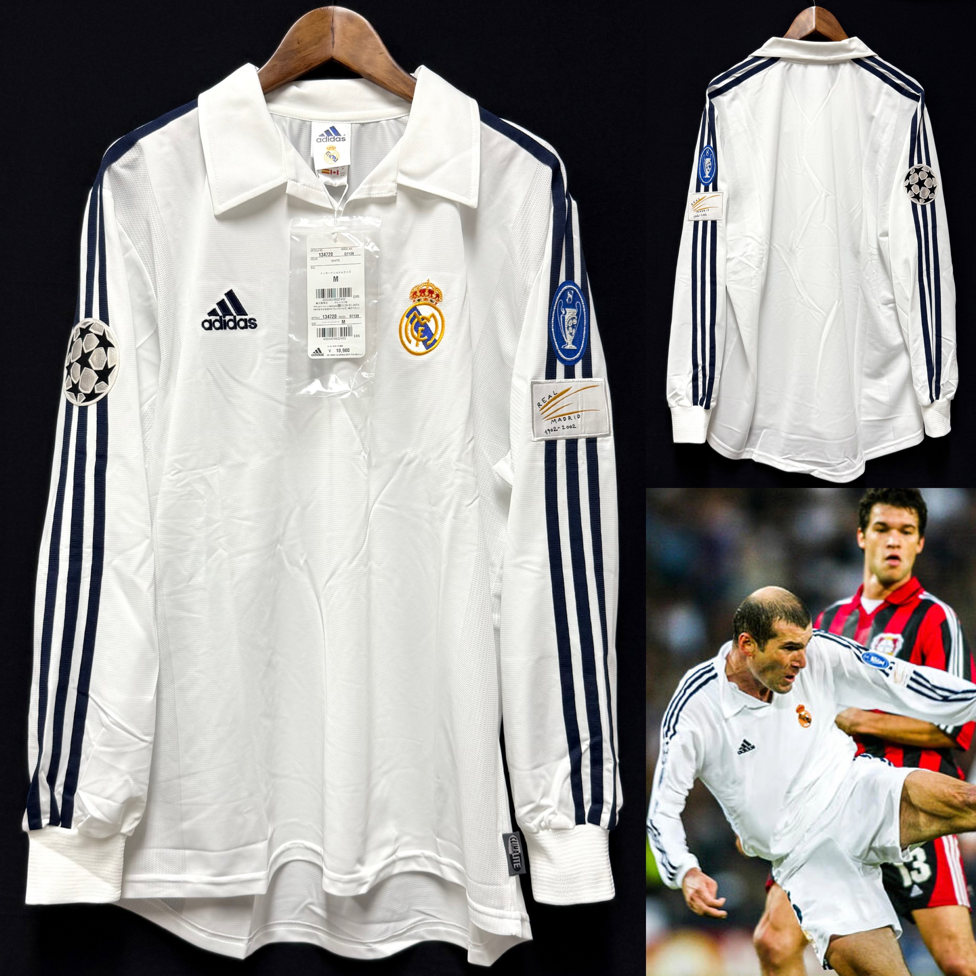 (BNWT) Real Madrid 2001-2002 UEFA Champions League Adidas L/S Home Shirt