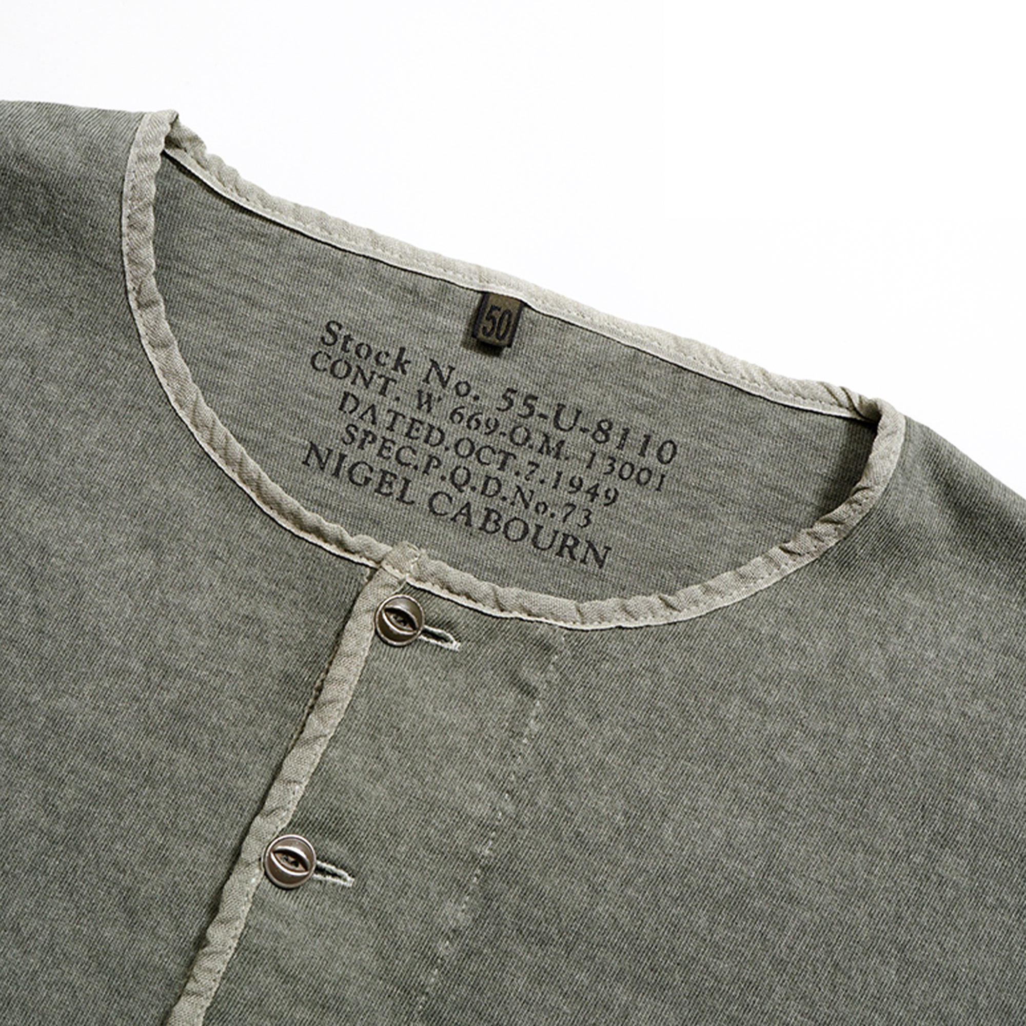 Nigel Cabourn - 50s Henley Neck Shirt Pigment (Dark Gre