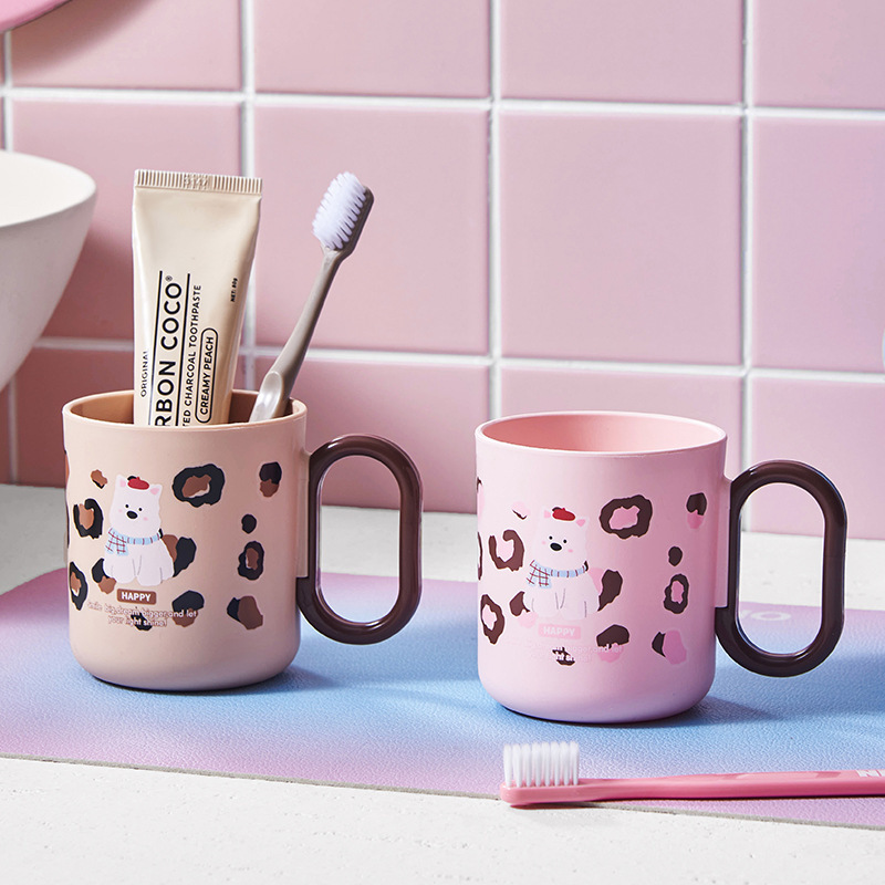 《6652》豹紋小狗漱口杯(400ML)