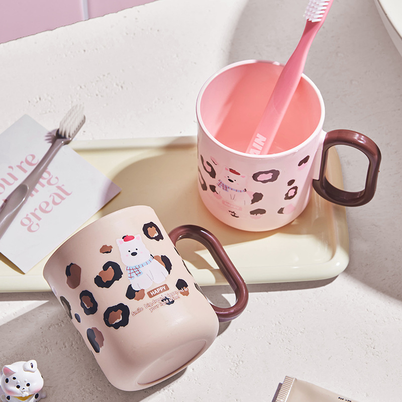 《6652》豹紋小狗漱口杯(400ML)