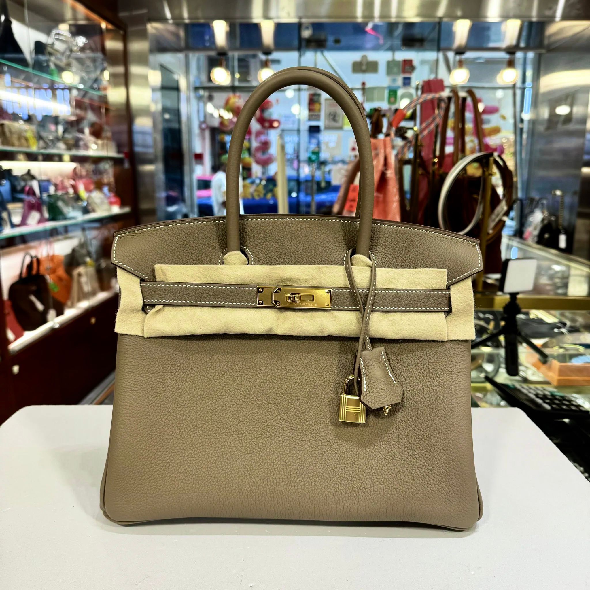 G刻!!! 新鮮單~全新BIRKIN 30, ETOUPE TOGO GHW, 大象灰金扣 #B30, BK30, #愛馬士鉑金包, #BRAND NEW #香榭站正品