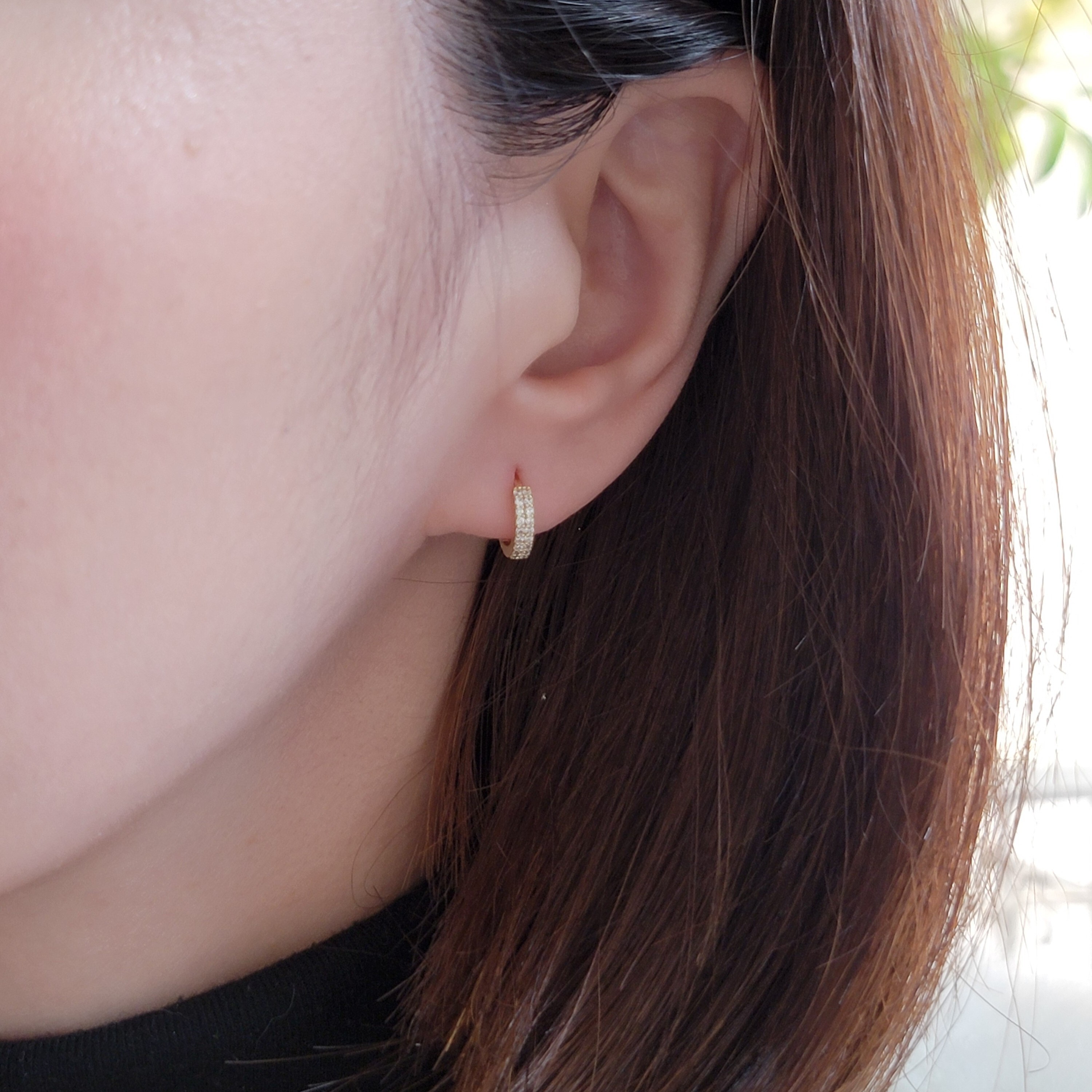 【me.luxe】SV14K鋯石圈圈耳環