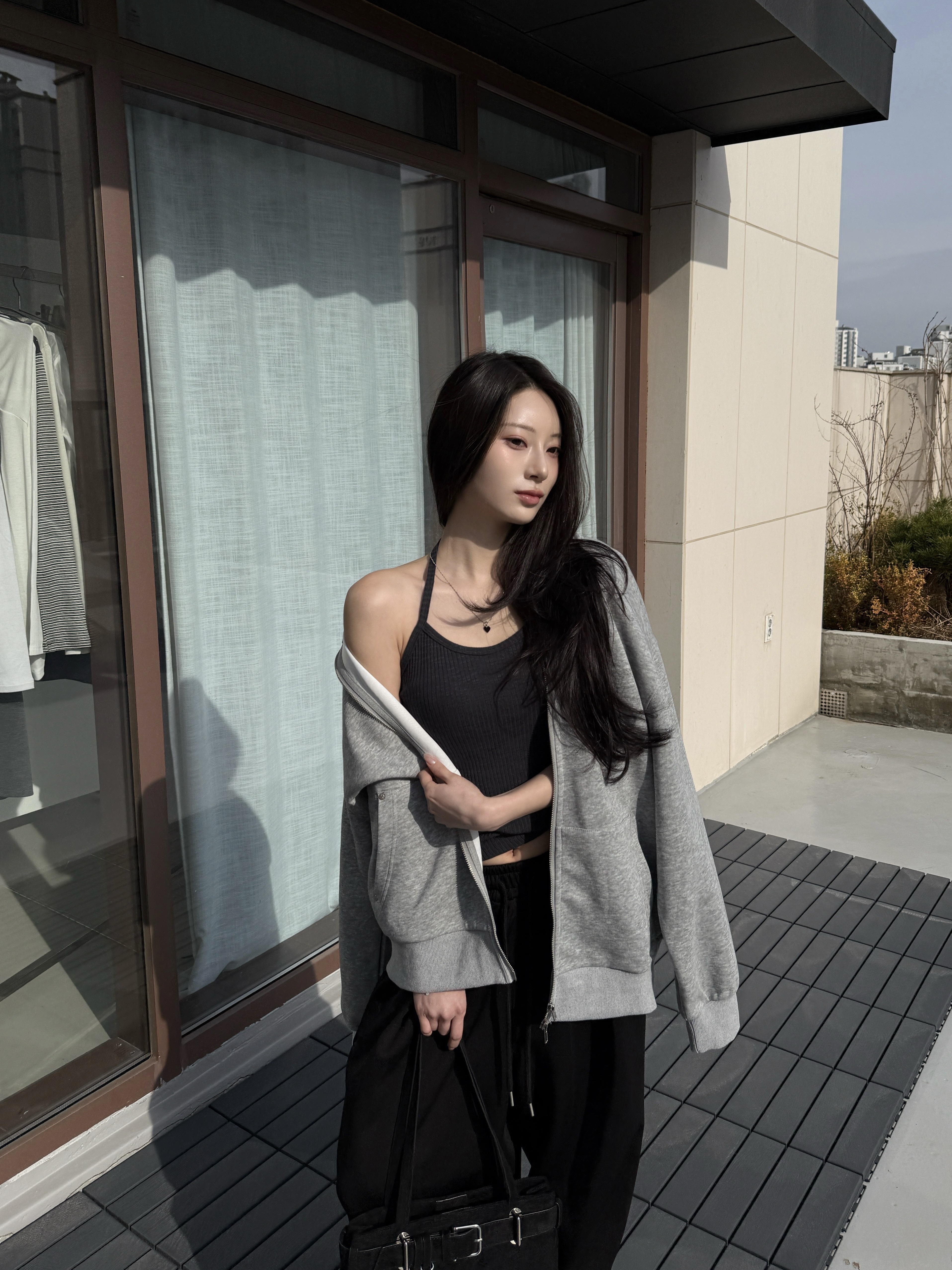 N11 No Plans~日常連帽外套 (灰)