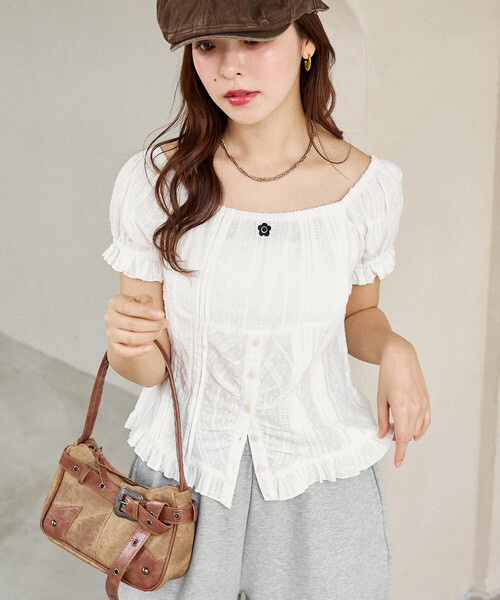 MARY QUANT × PUBLUX / Embroidered Lace Blouse