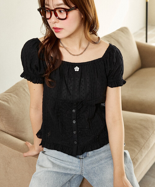 MARY QUANT × PUBLUX / Embroidered Lace Blouse