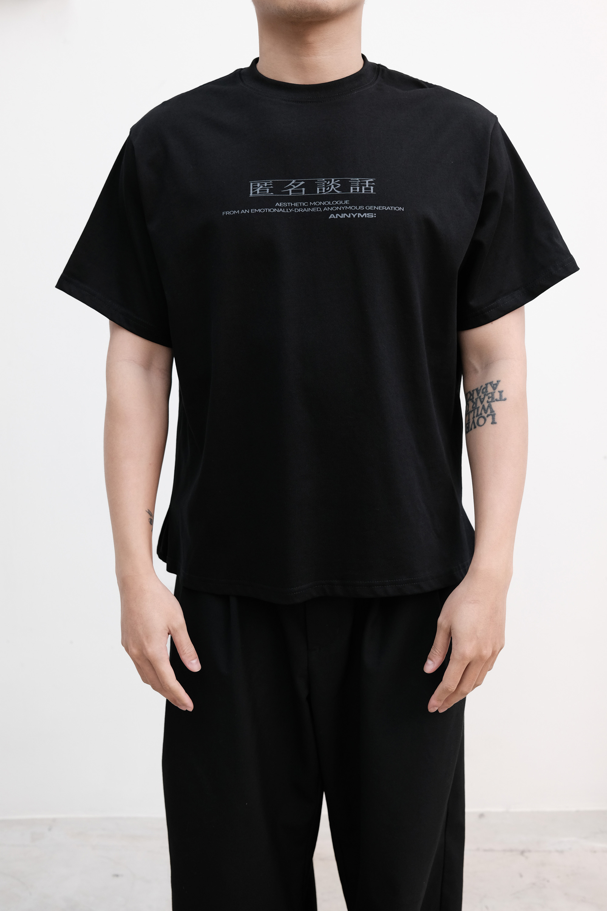 Anonymous Talking｜S26-SS03 – nì míng tán huà Pleated Tee (Black)