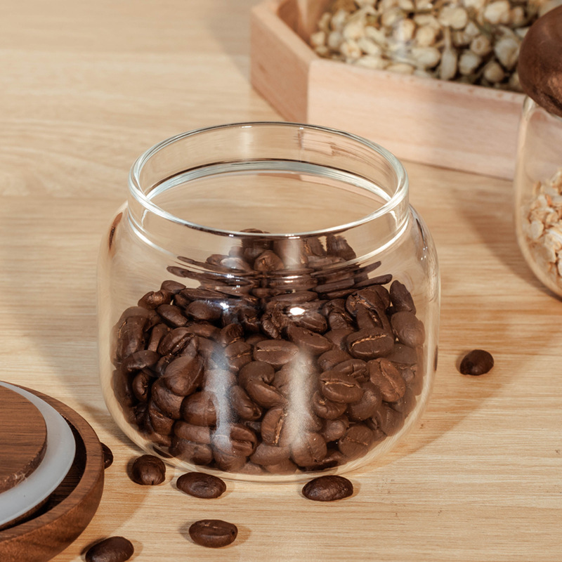 《5158》日系簡約木質密封玻璃儲物罐