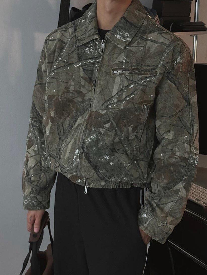 樹紋反領拉鍊外套 TAC-0417JK