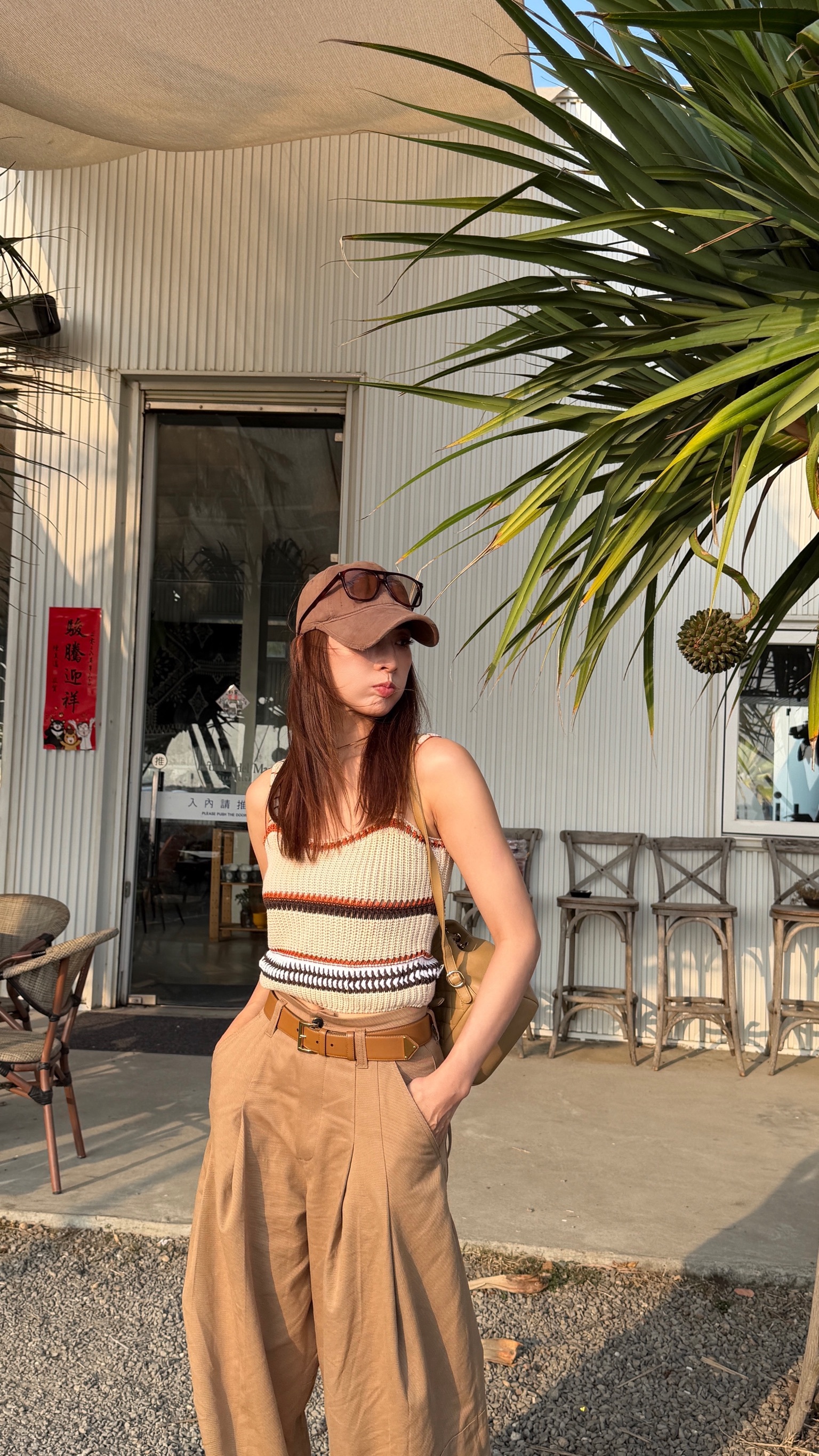 手工針織撞色背心