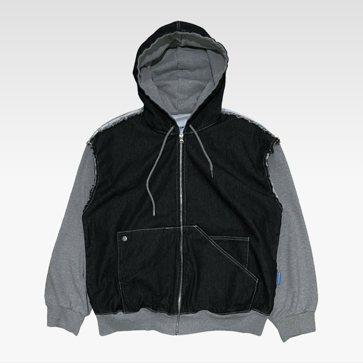 拼牛仔連帽拉鍊外套 TAC-0420JK