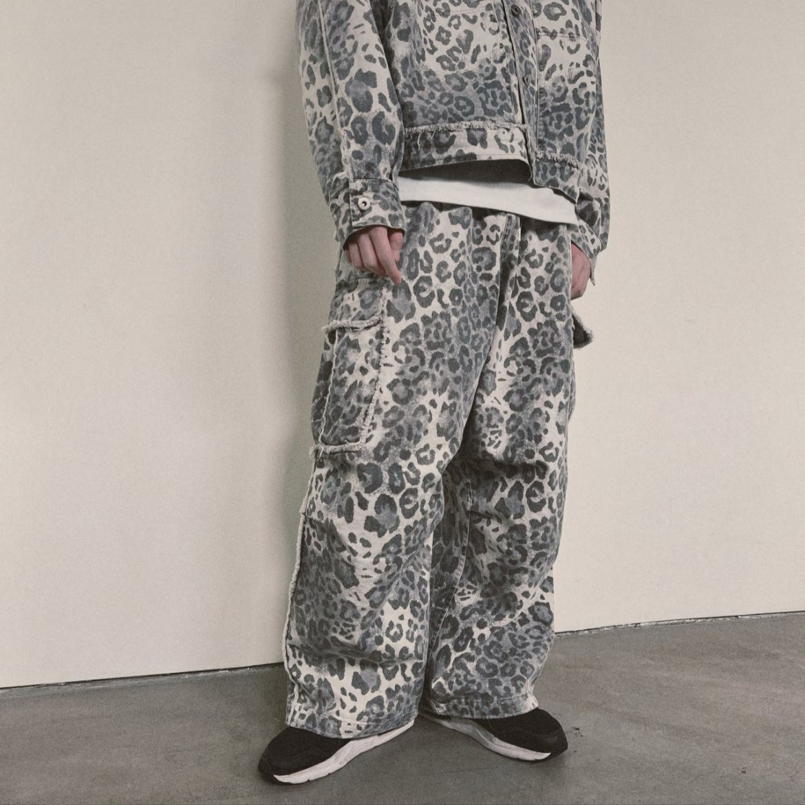 豹紋可束腳工裝鬆身褲 TAC-0422P