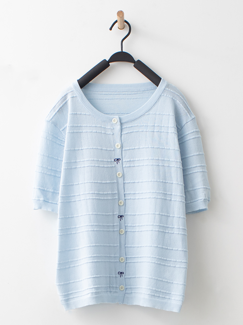 織紋棉麻針織上衣透膚小立領上衣薄棉牛仔長裙組合