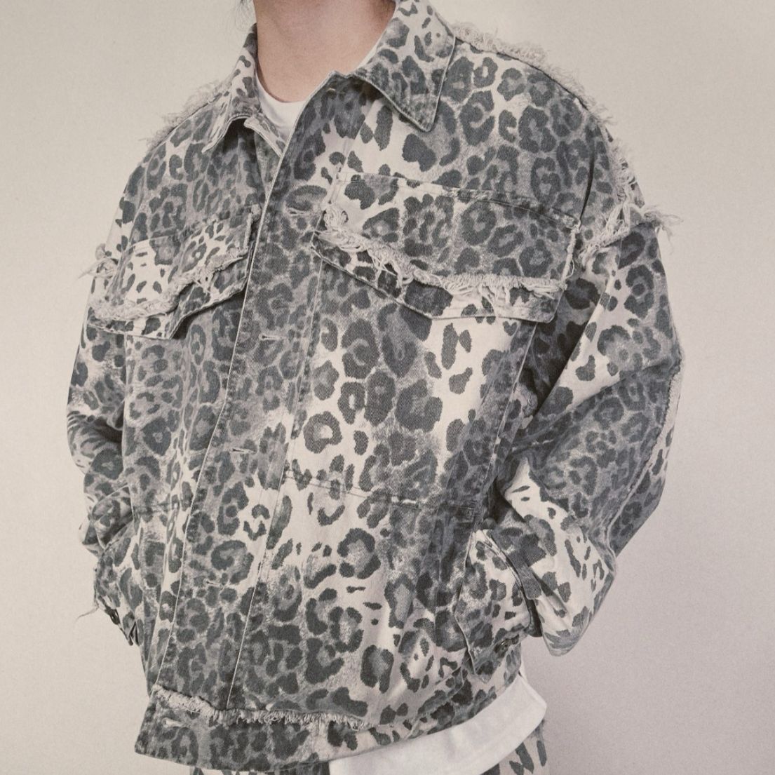 豹紋反領開胸外套 TAC-0423JK