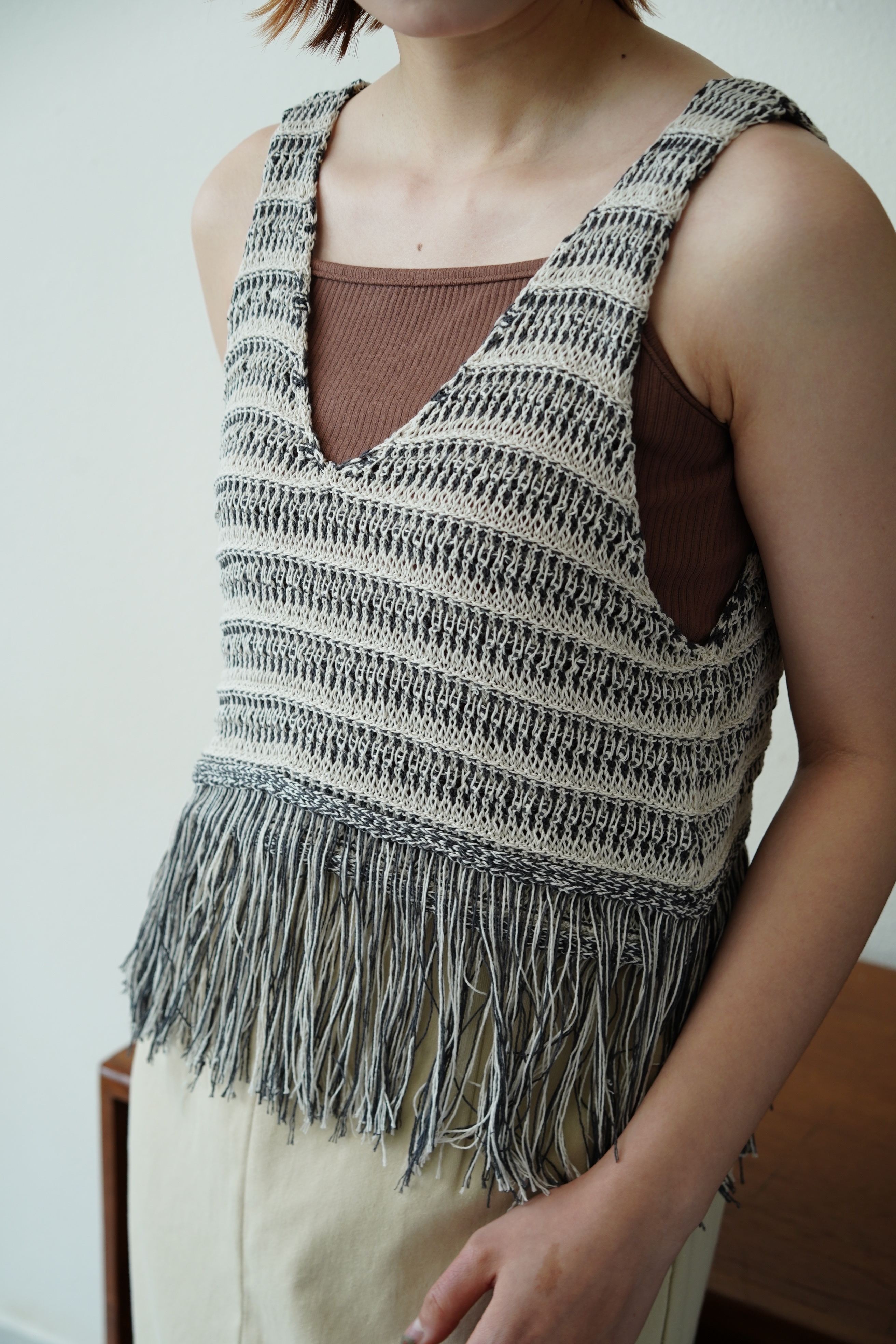 陽光氣息～棉質流蘇針織背心 - TT62002