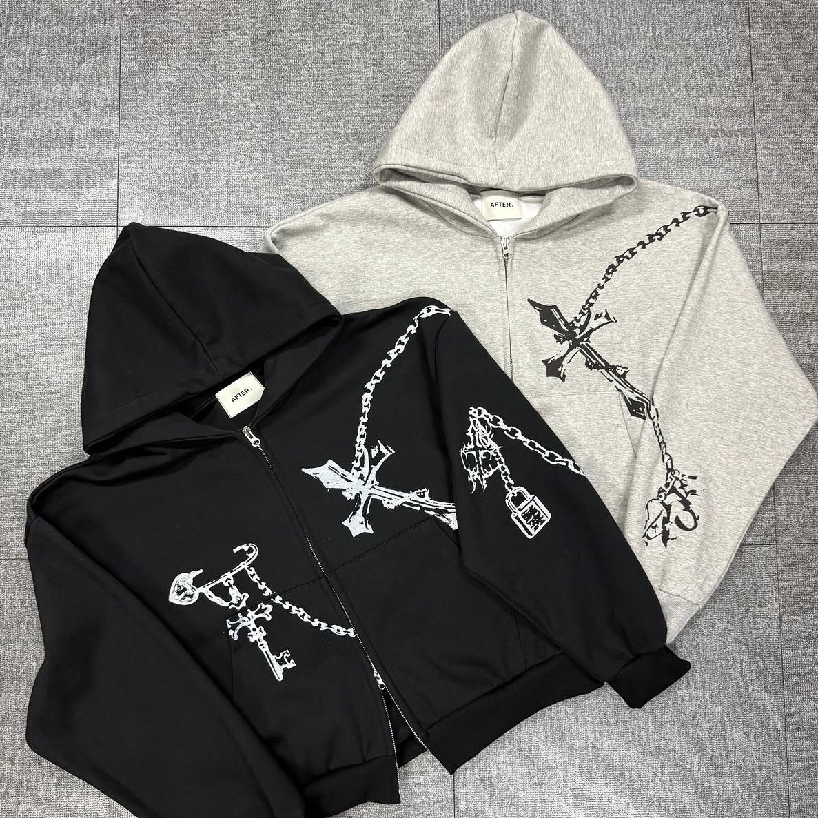 圖案連帽拉鍊外套 TAC-0424JK