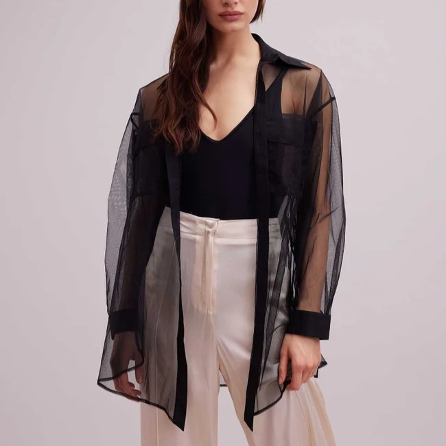 1AF0323-060 [ANNE FONTAINE] Brasilia Shirt Black #P20F28003 (EU)