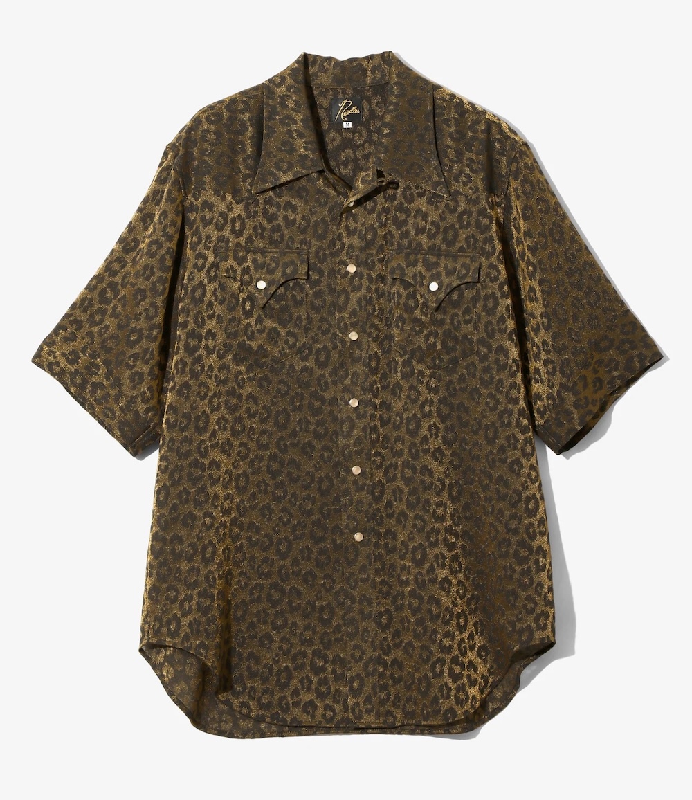 Needles - SX274 S/S Western Shirt - Rayon Leopard Jacquard