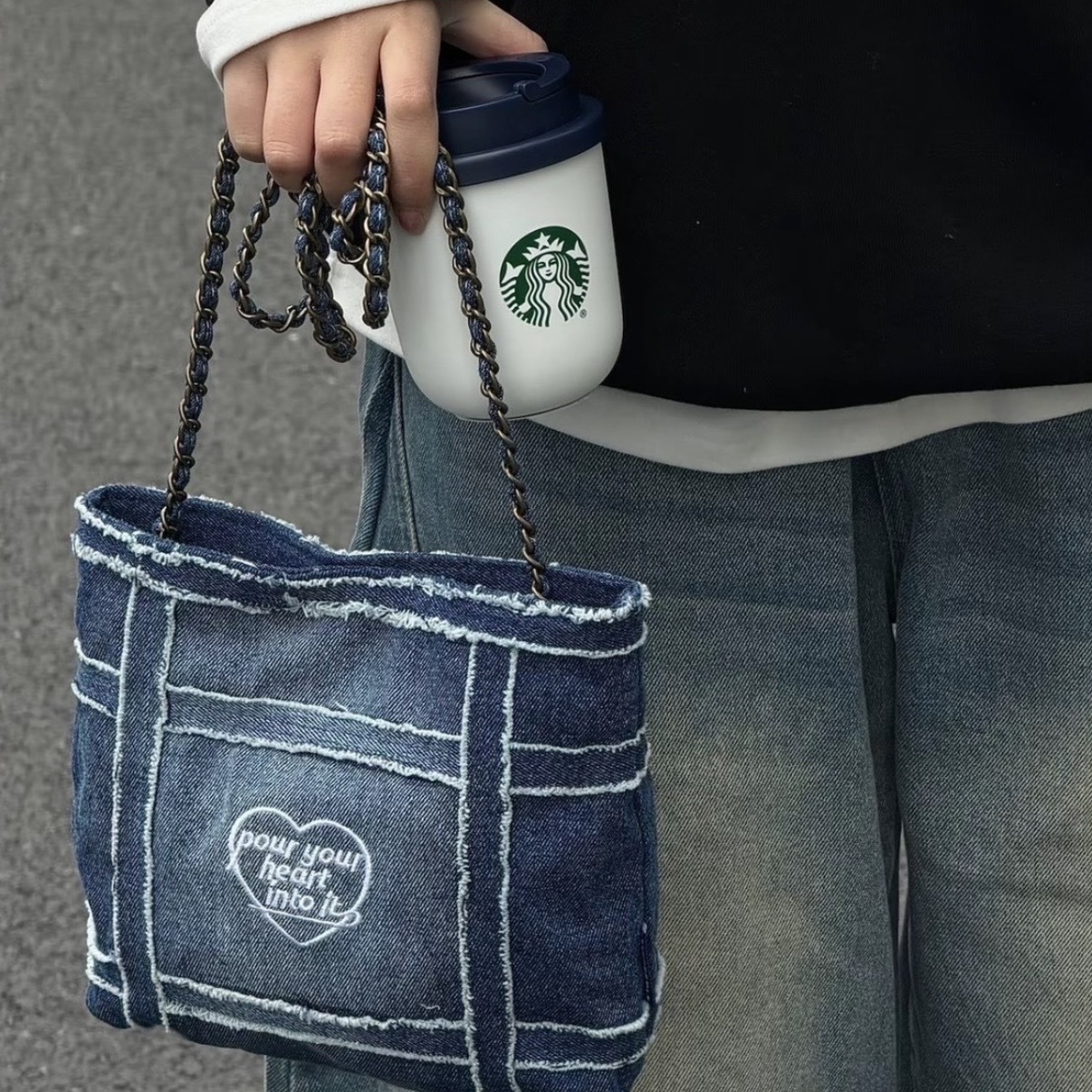 （預購）STARBUCKS 丹寧星咖系列  迷你不鏽鋼隨行杯&單寧斜背包