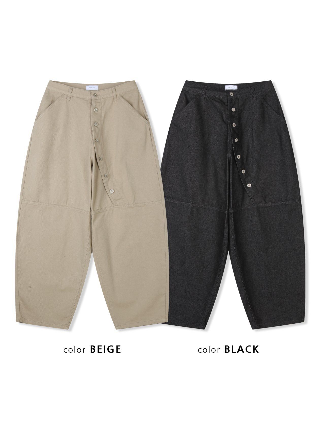 淨色扣鈕鬆身褲 GATHER-059P