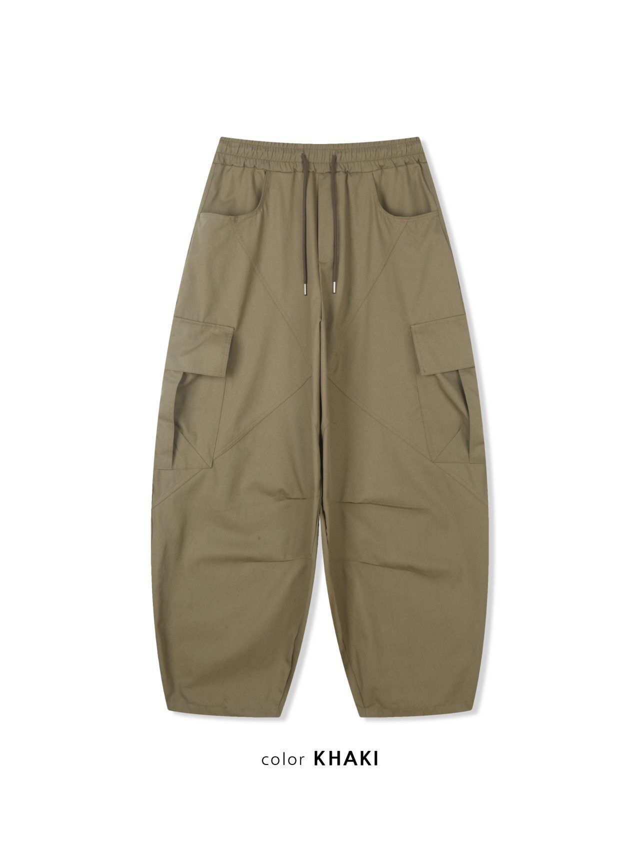 淨色可束腳工裝鬆身褲 GATHER-061P