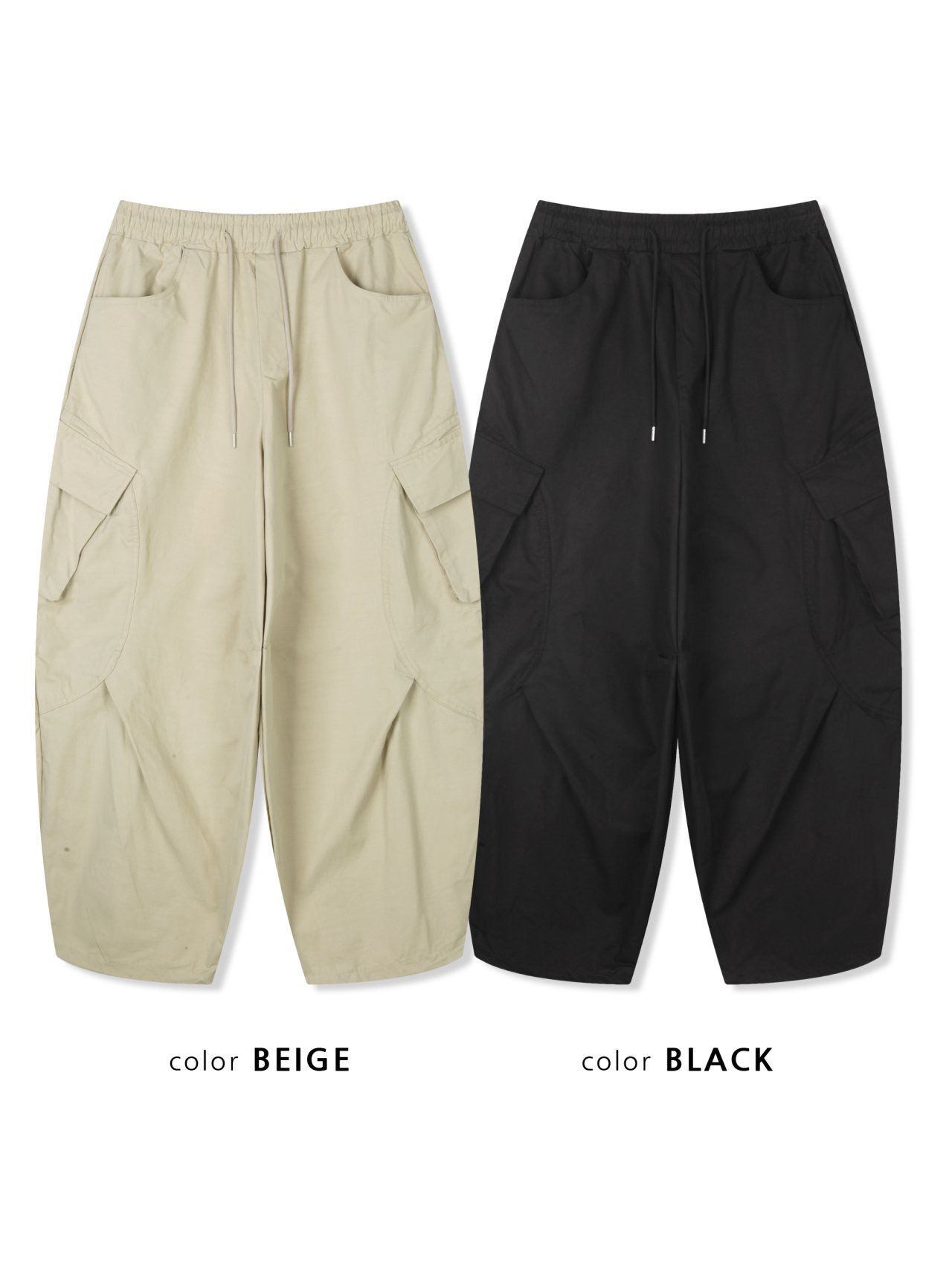 淨色可束腳工裝鬆身褲 GATHER-062P