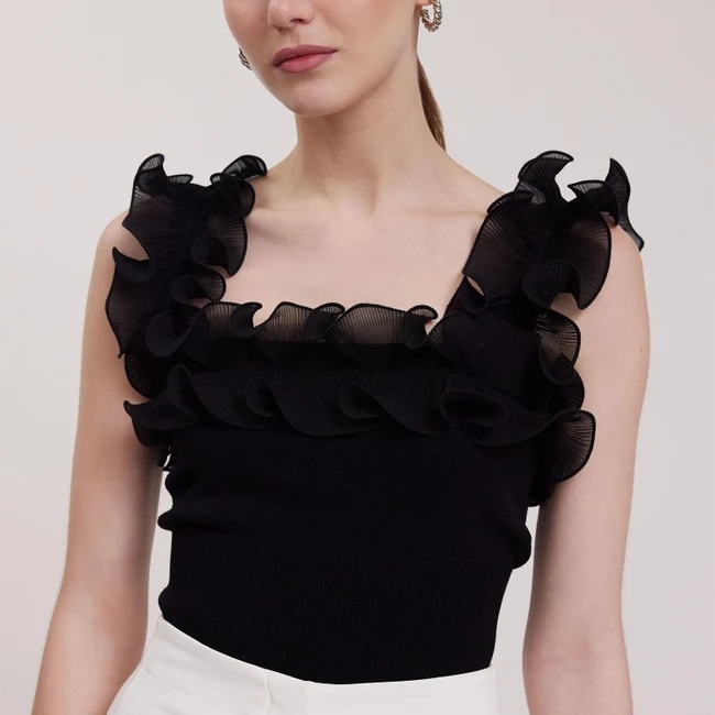 1AF0323-067 [ANNE FONTAINE] Amande Top Black #P23F30203 (EU)