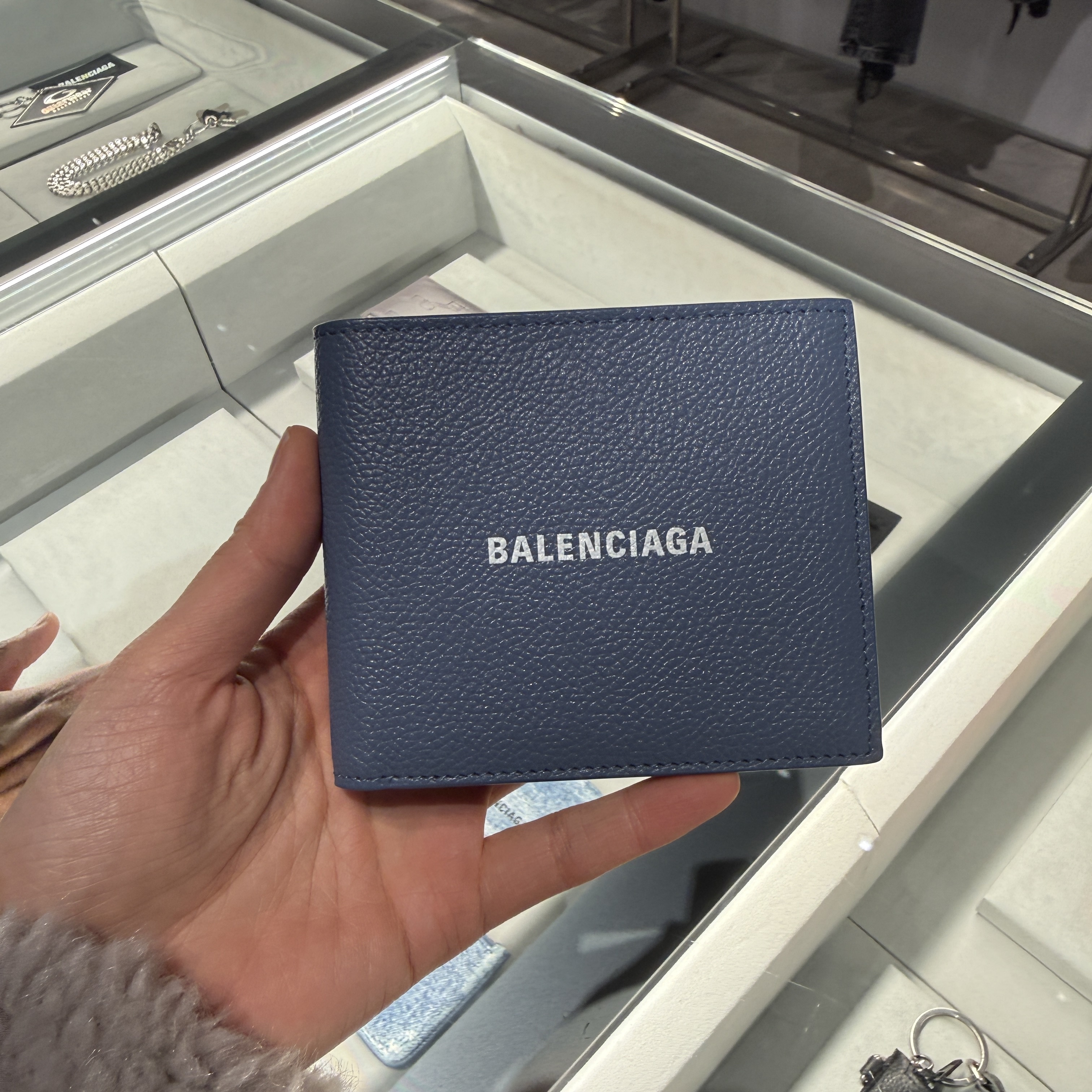 Balenciaga cash bifold mens wallet blue