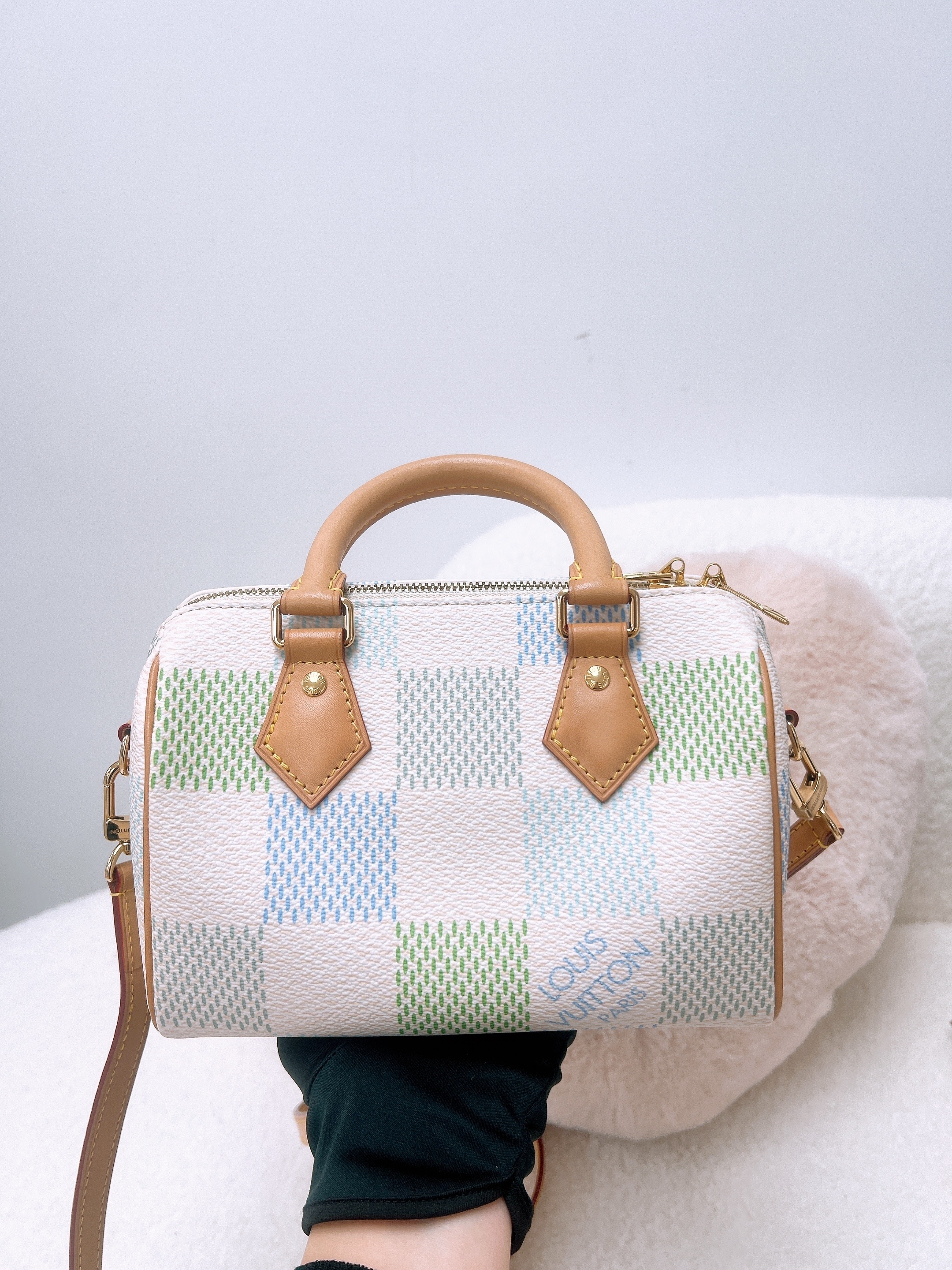 Lv speedy 20 (green/blue damier)