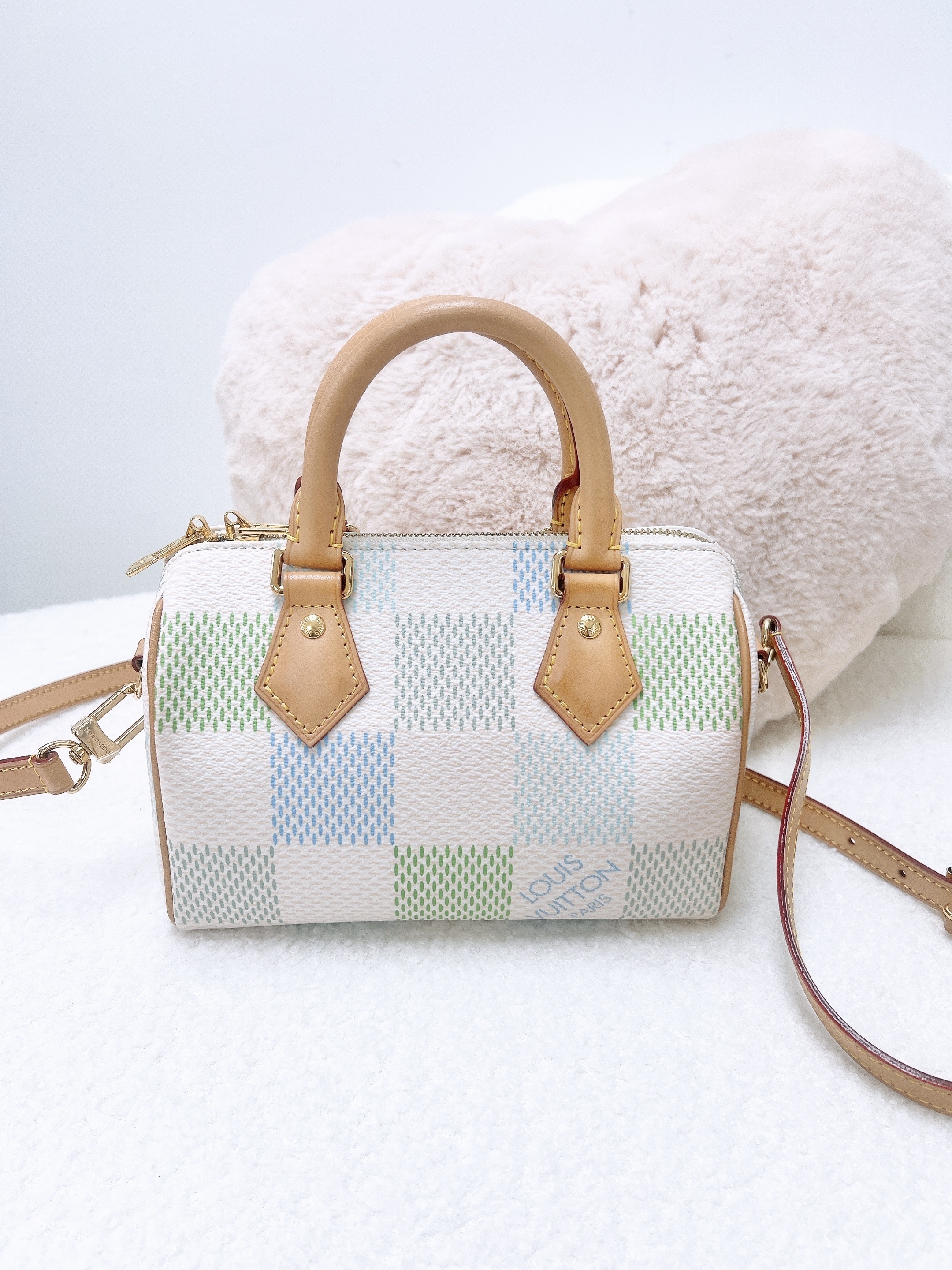 Lv speedy 20 (green/blue damier)