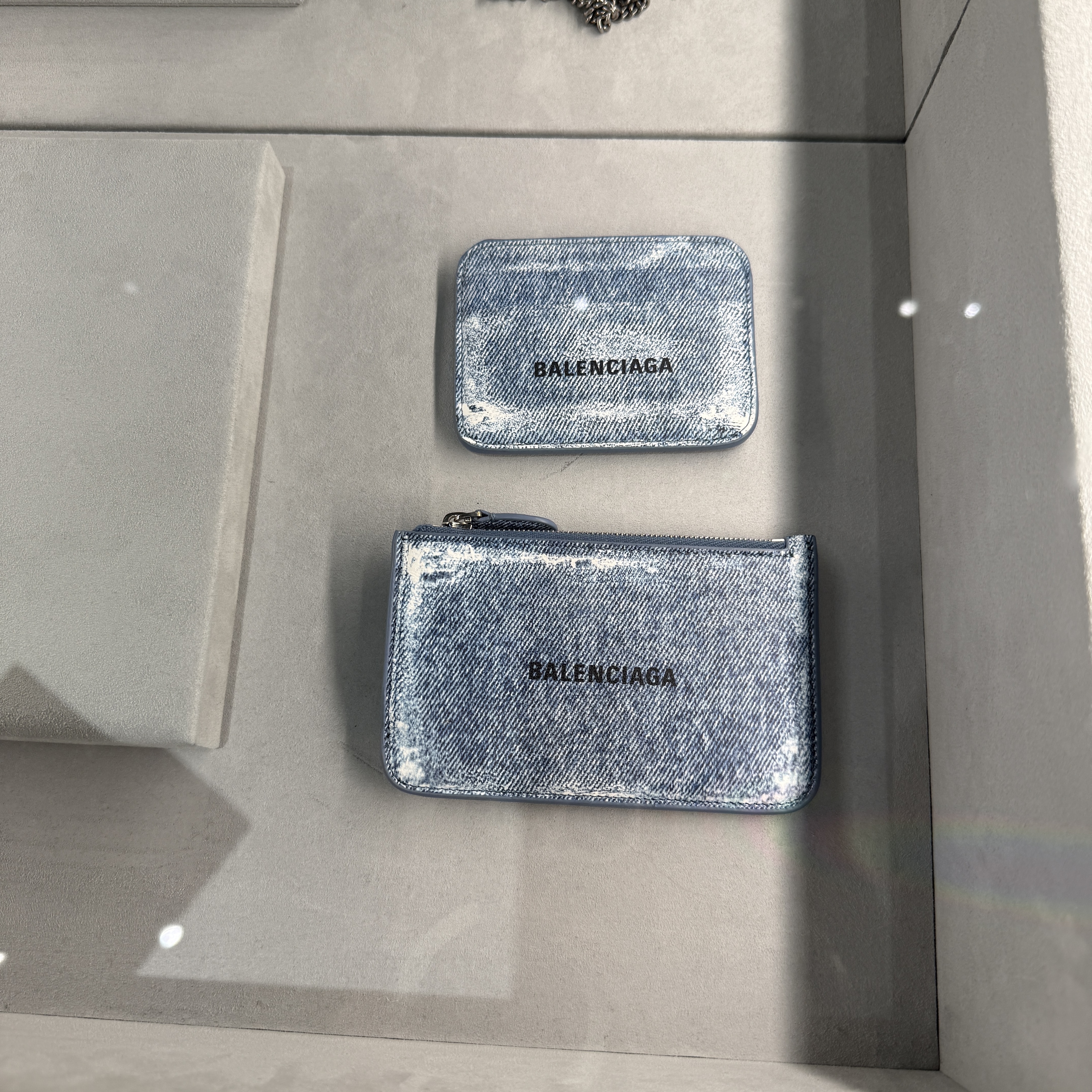 Balenciaga cash card holder wallet nappa blue