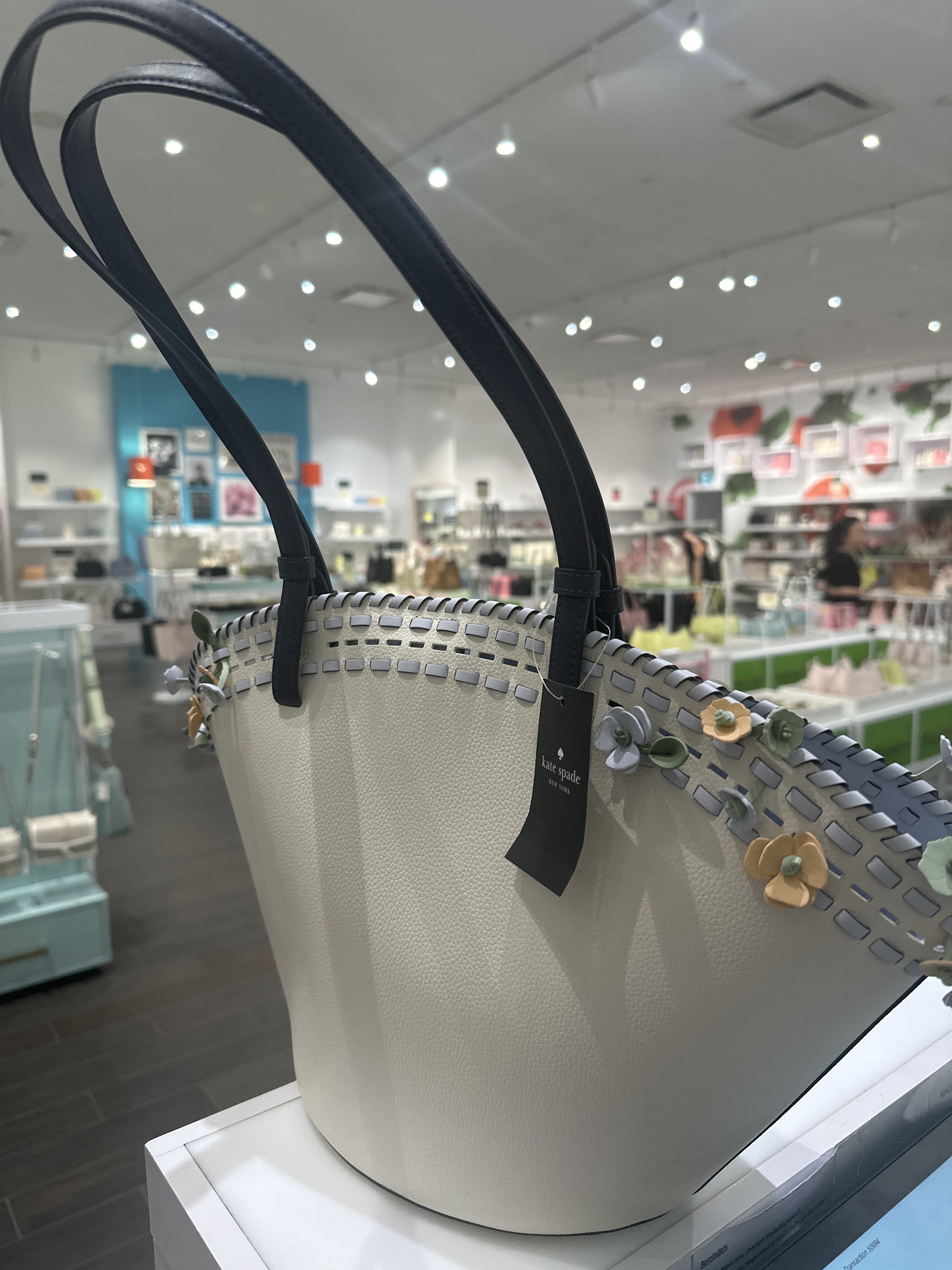 RQ140 KS 白色花花大Tote袋 Mother's Day Large Tote