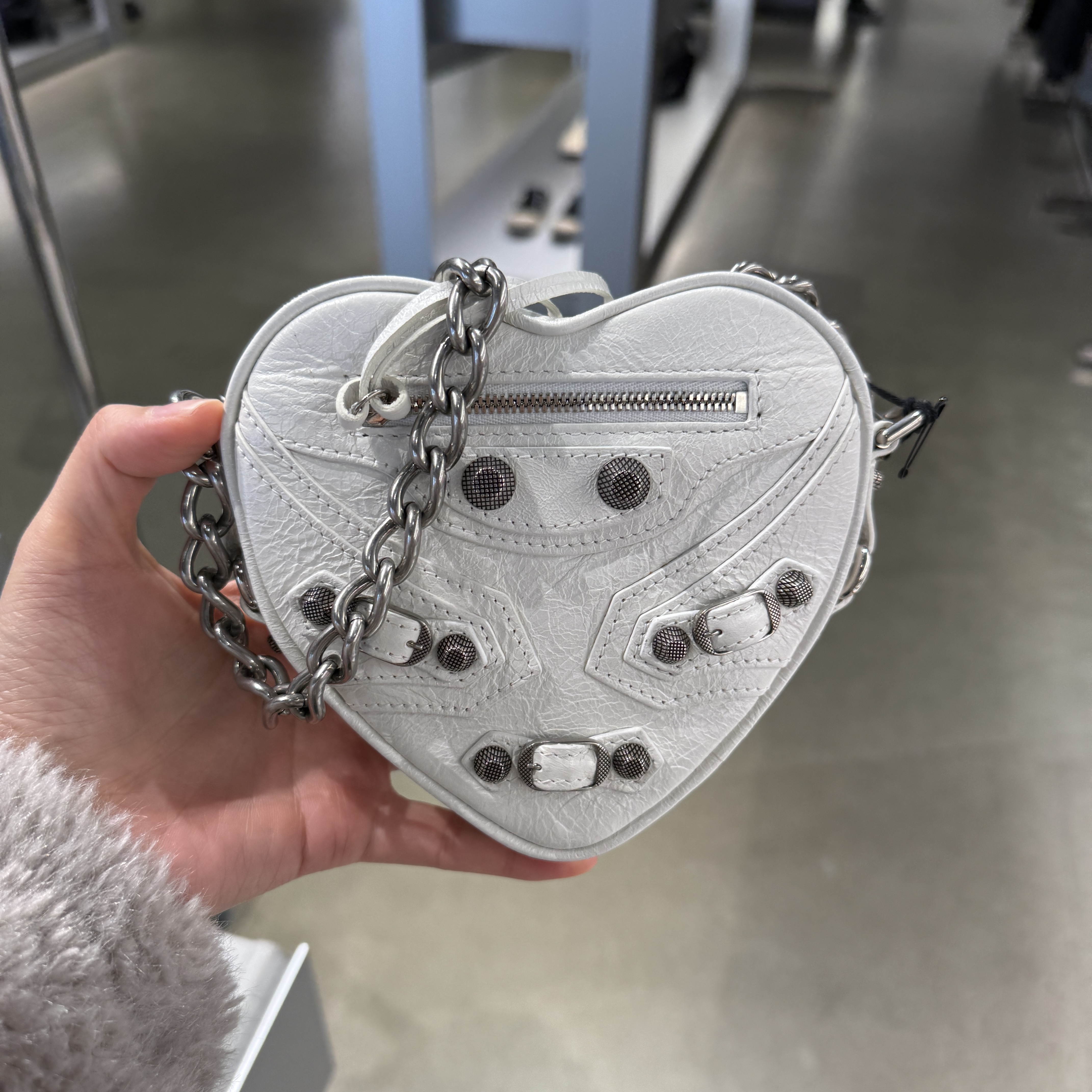 Balenciaga le cagole heart mini bag lamb white