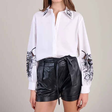 1AF0323-110 [ANNE FONTAINE] Leonie Shirt Black/White #P24F22400 (EU)