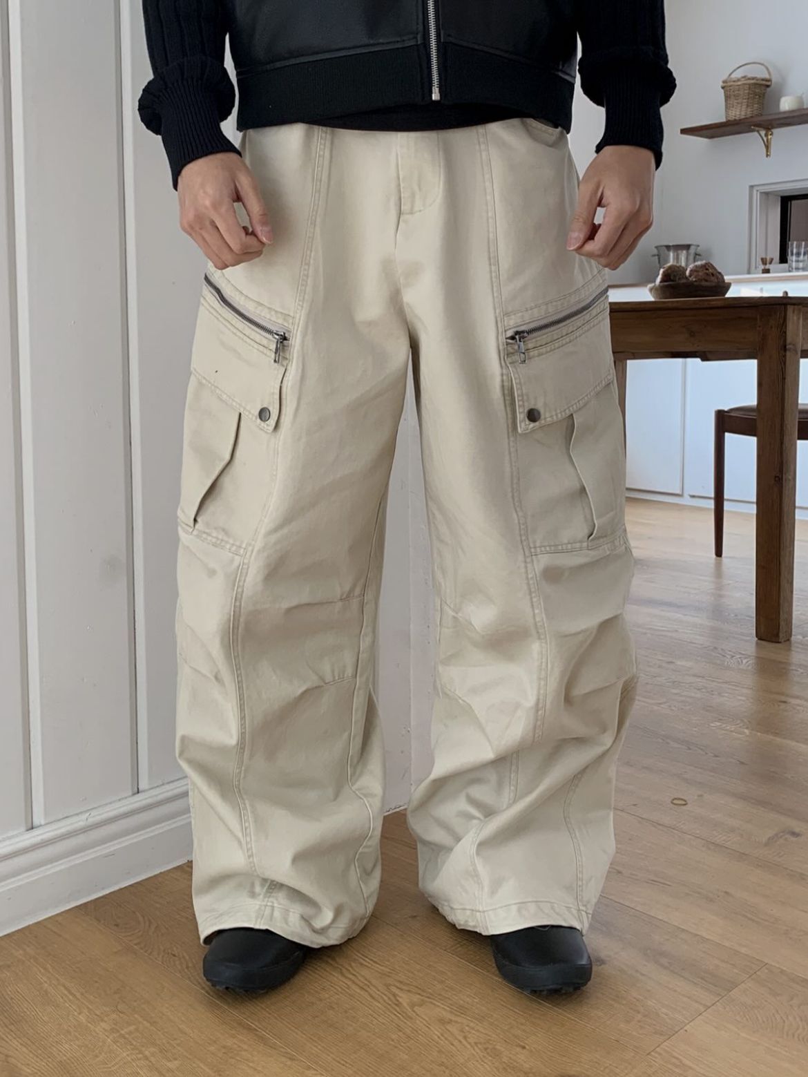 淨色可束腳工裝鬆身褲 OUR-175P