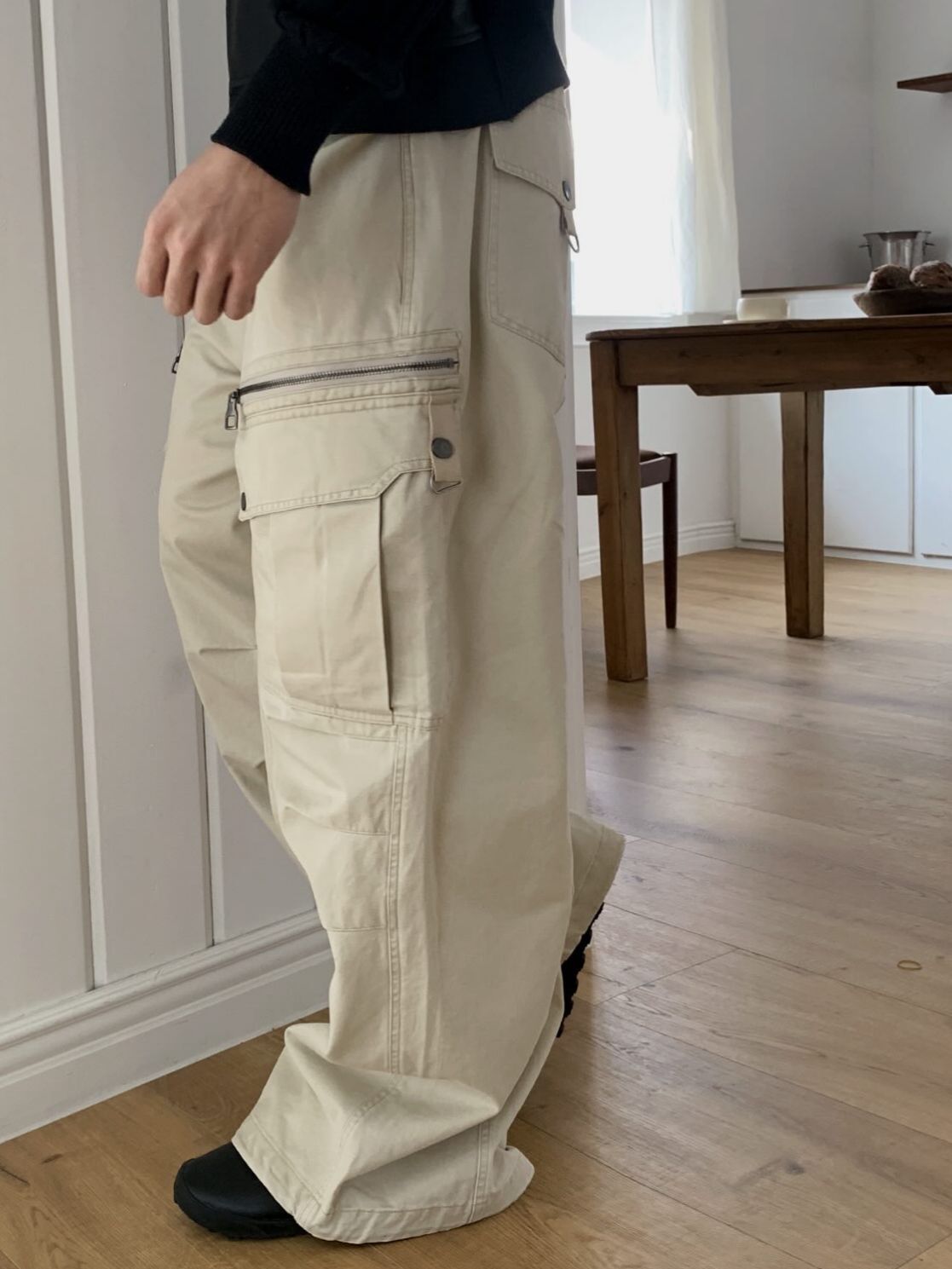 淨色可束腳工裝鬆身褲 OUR-175P