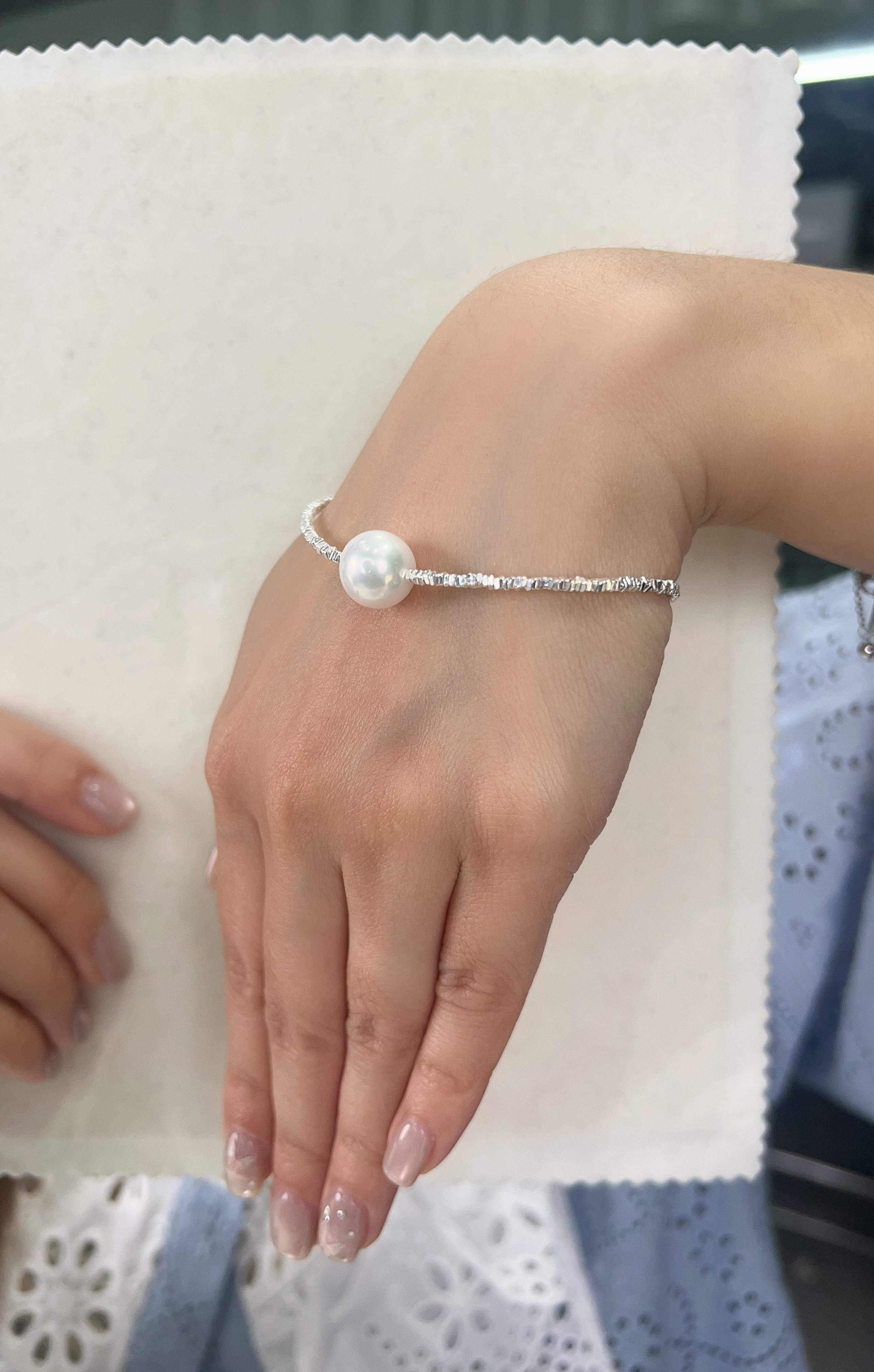 (限量8 ) E32 "大白珍珠碎銀子手鏈 (DSSS-D-132-559)" $478