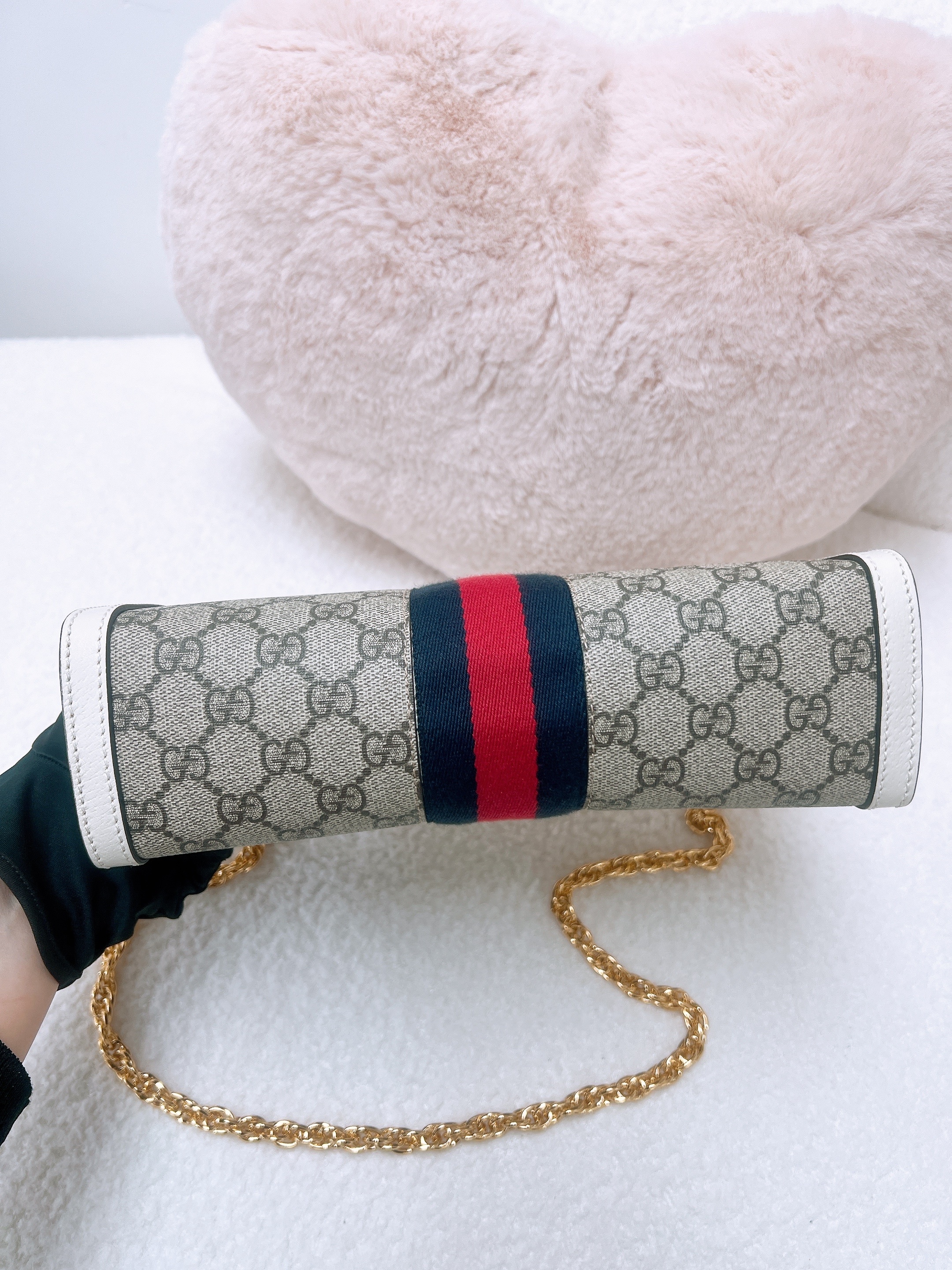 Gucci ophidia hobo chain white