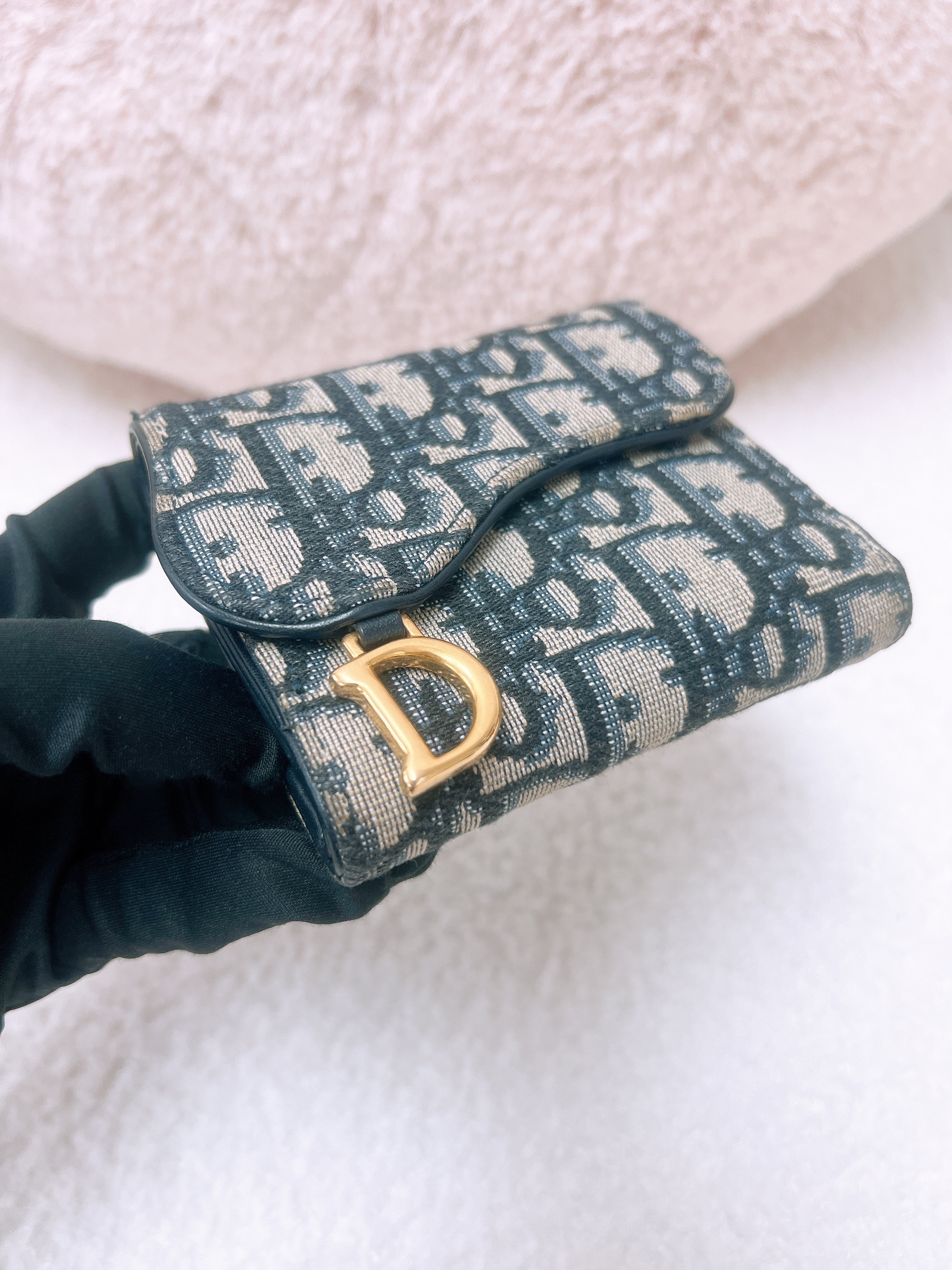 Dior saddle lotus wallet (blue oblique)