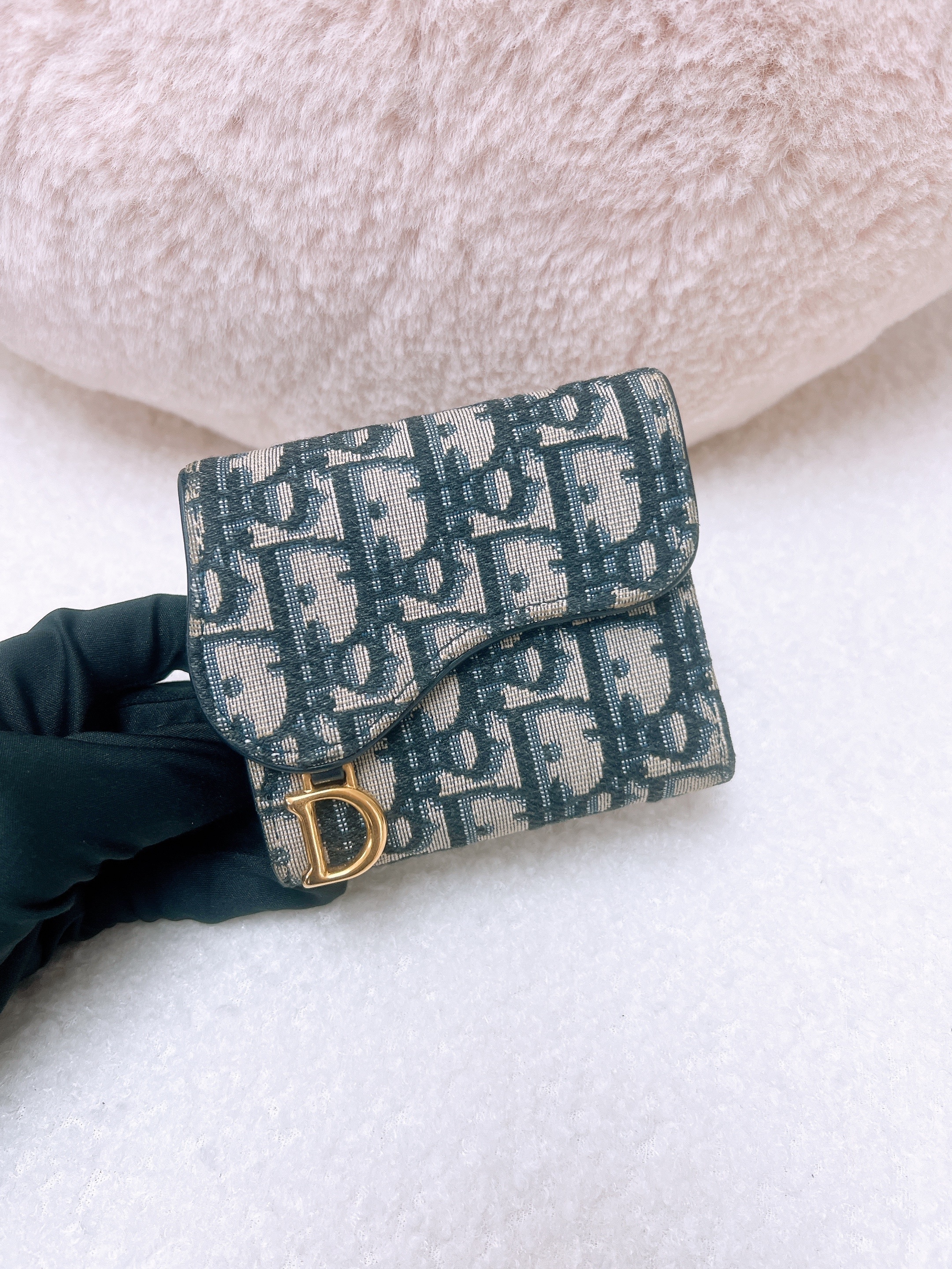 Dior saddle lotus wallet (blue oblique)