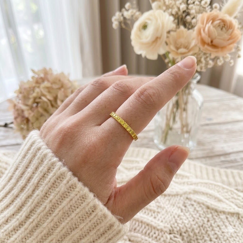 全新18K黃金68份鑽石全圈戒指