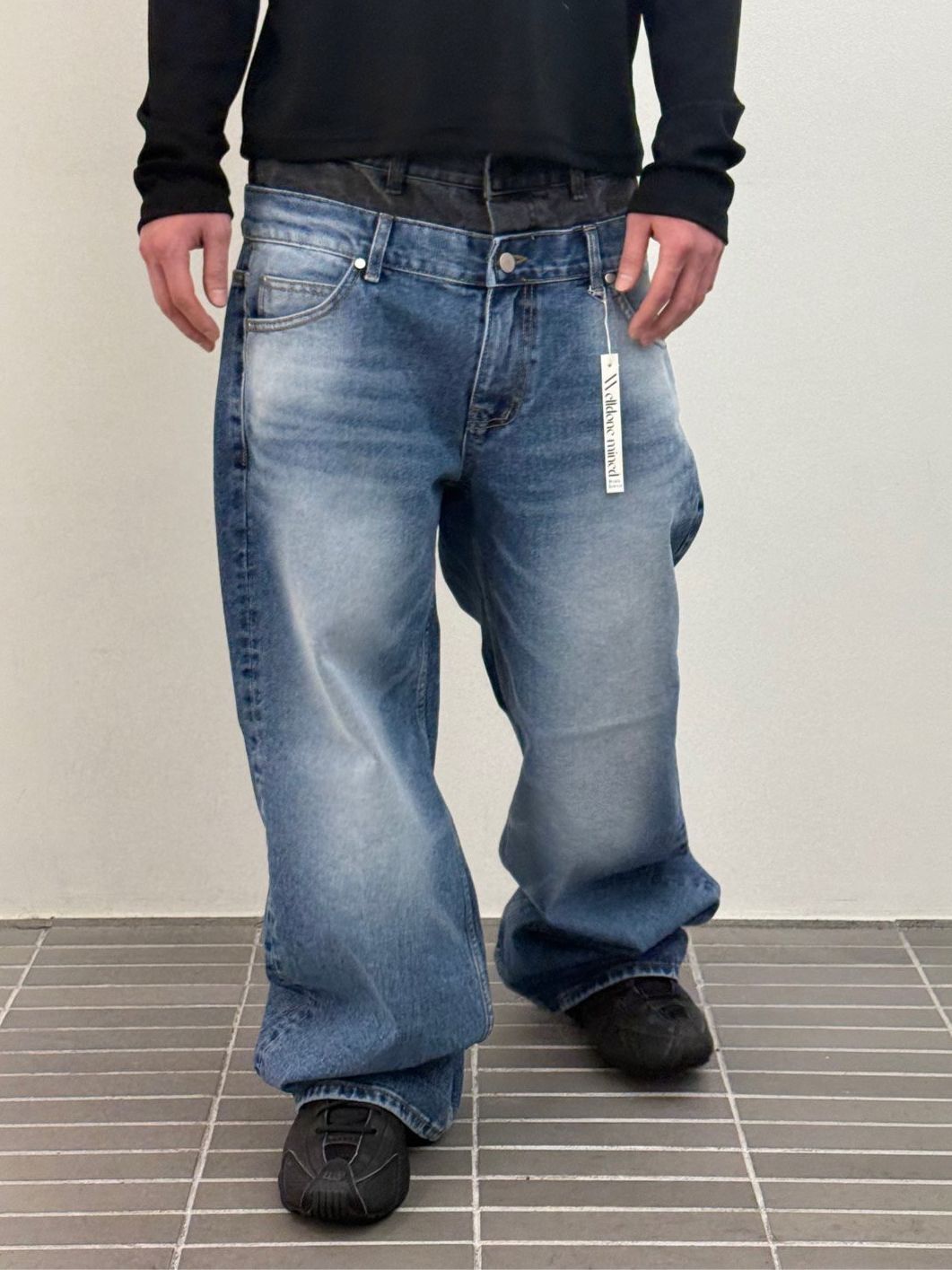 雙腰圍洗水鬆身牛仔褲 WD-207P