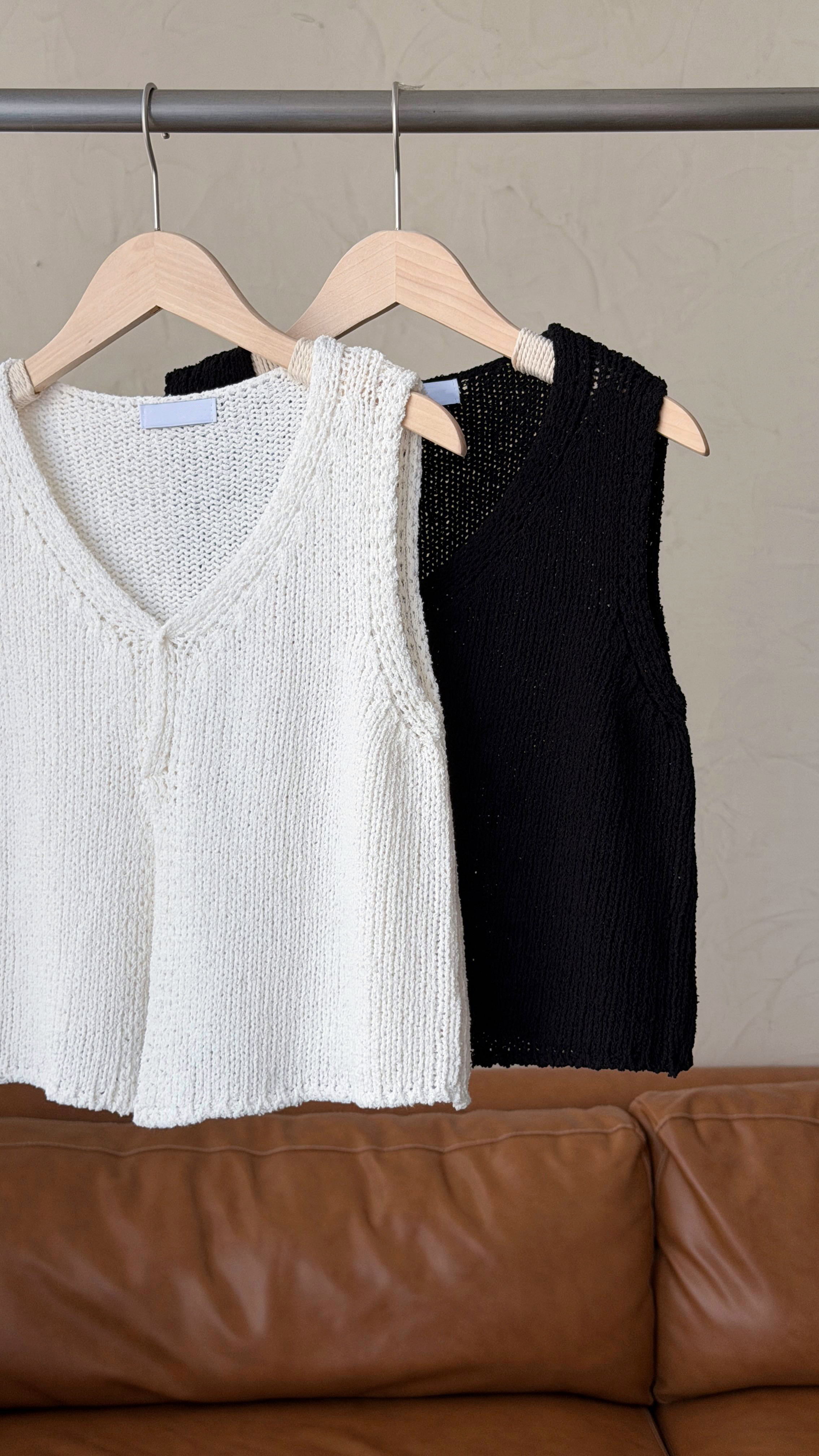 KR492 簡約粗麻針織背心TOP-2色