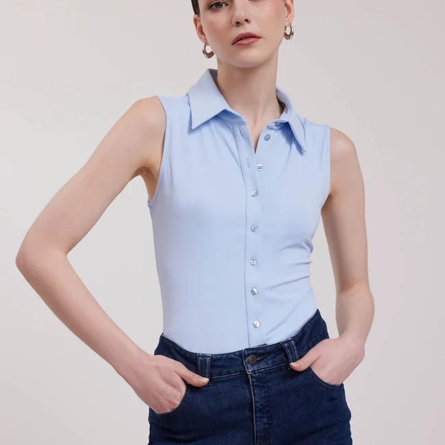 1AF0323-078 [ANNE FONTAINE] Nuage Shirt Riviera Blue #P11477518 (EU)