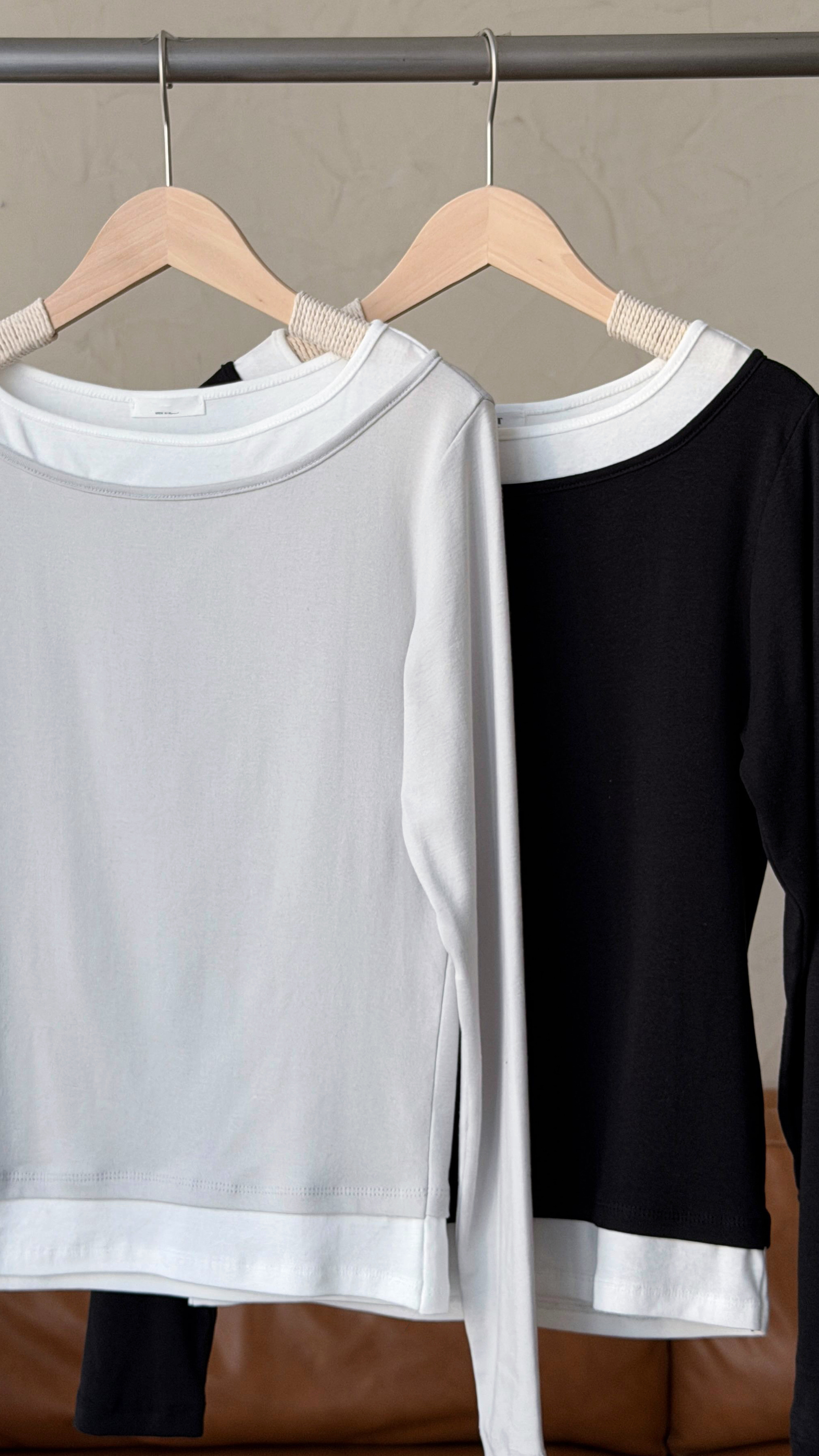 KR498 拼色假兩件舒適TOP-2色