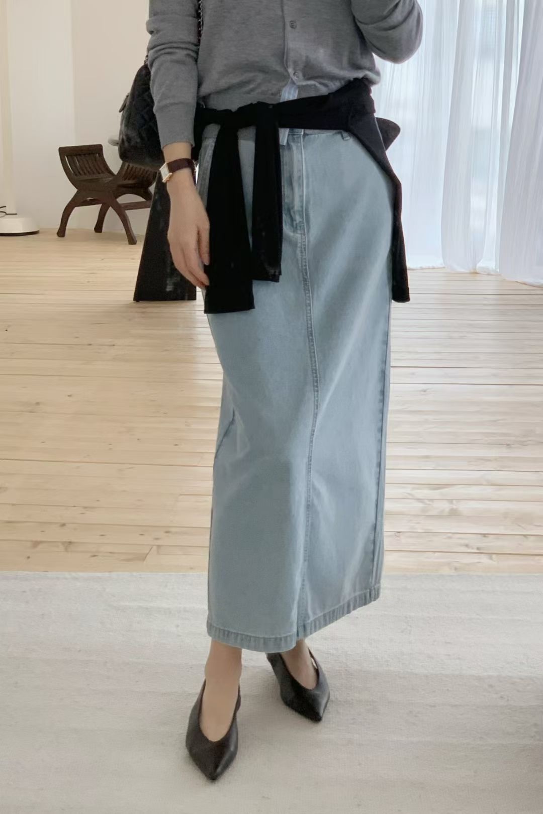 【現貨】高腰直筒牛仔長裙｜修身顯比例・日常百搭經典款