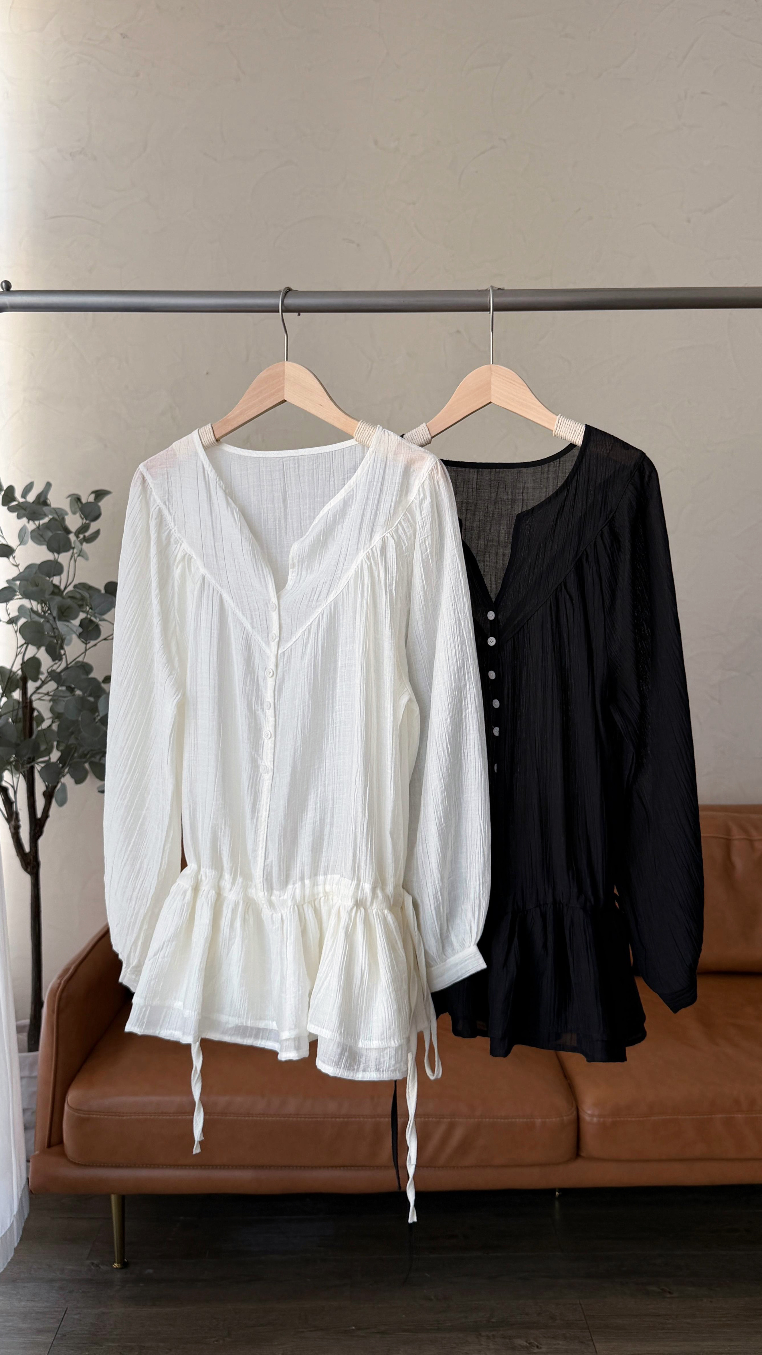 KR501 氣質薄薄樹紋束腰TOP-2色